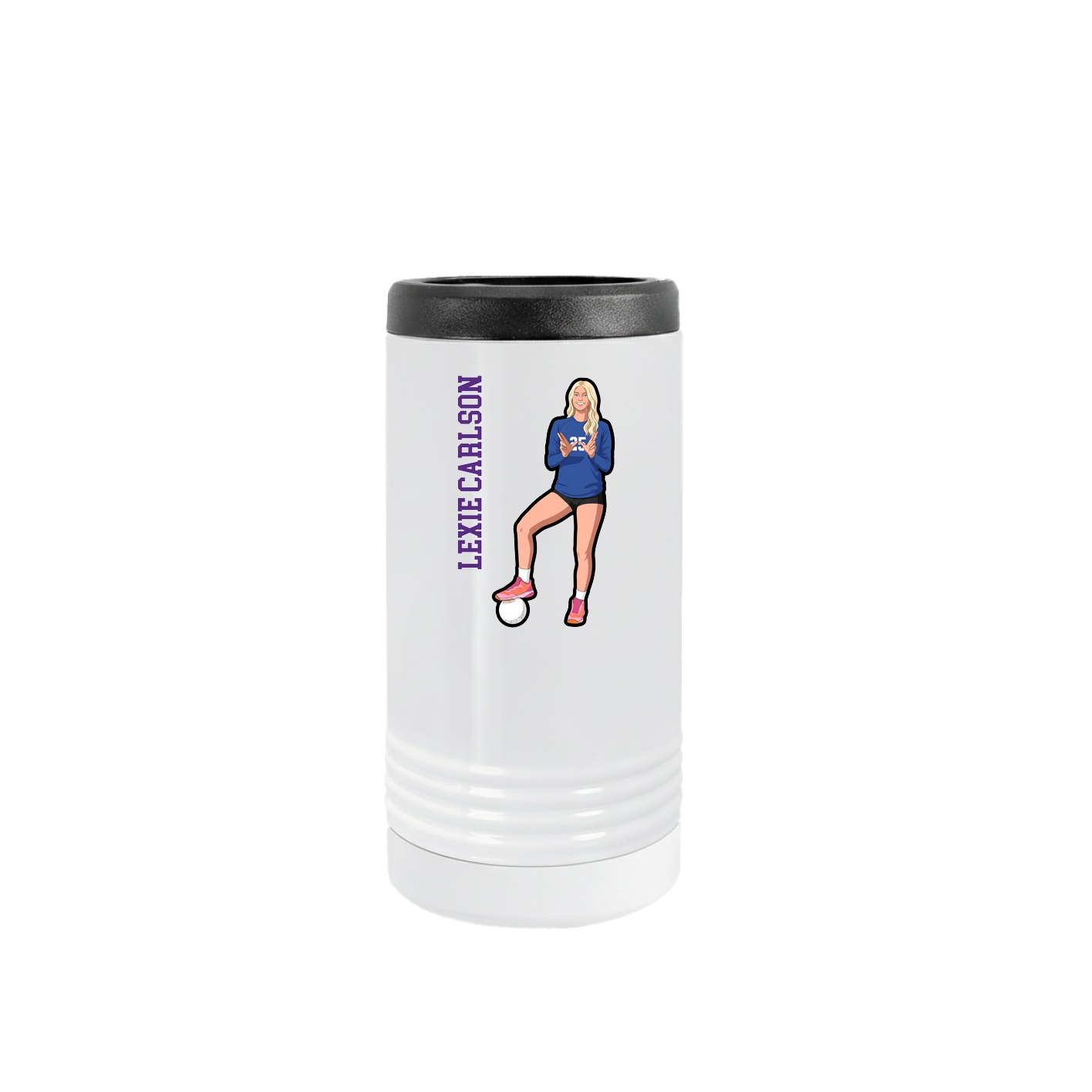 Slim Beverage Holder — Name Vertical in White