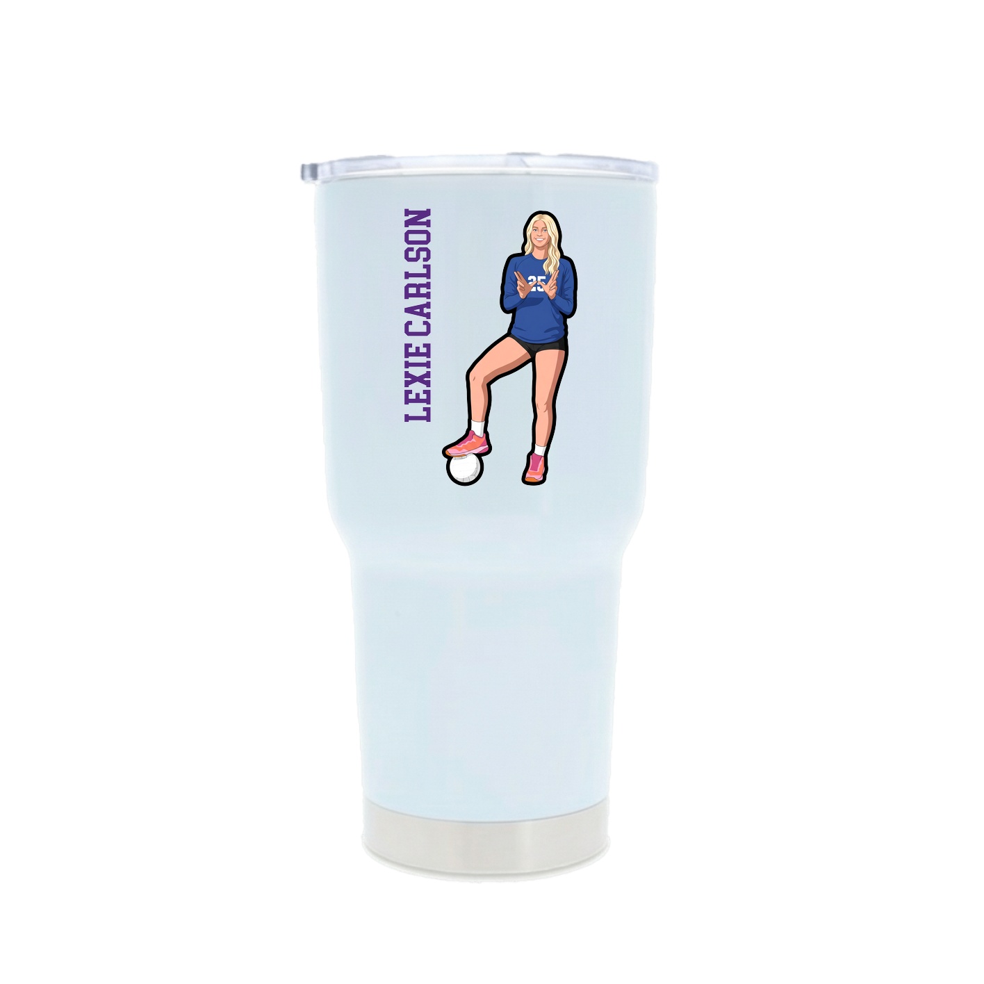 30oz Stainless Steel Tumbler — Name Vertical in White
