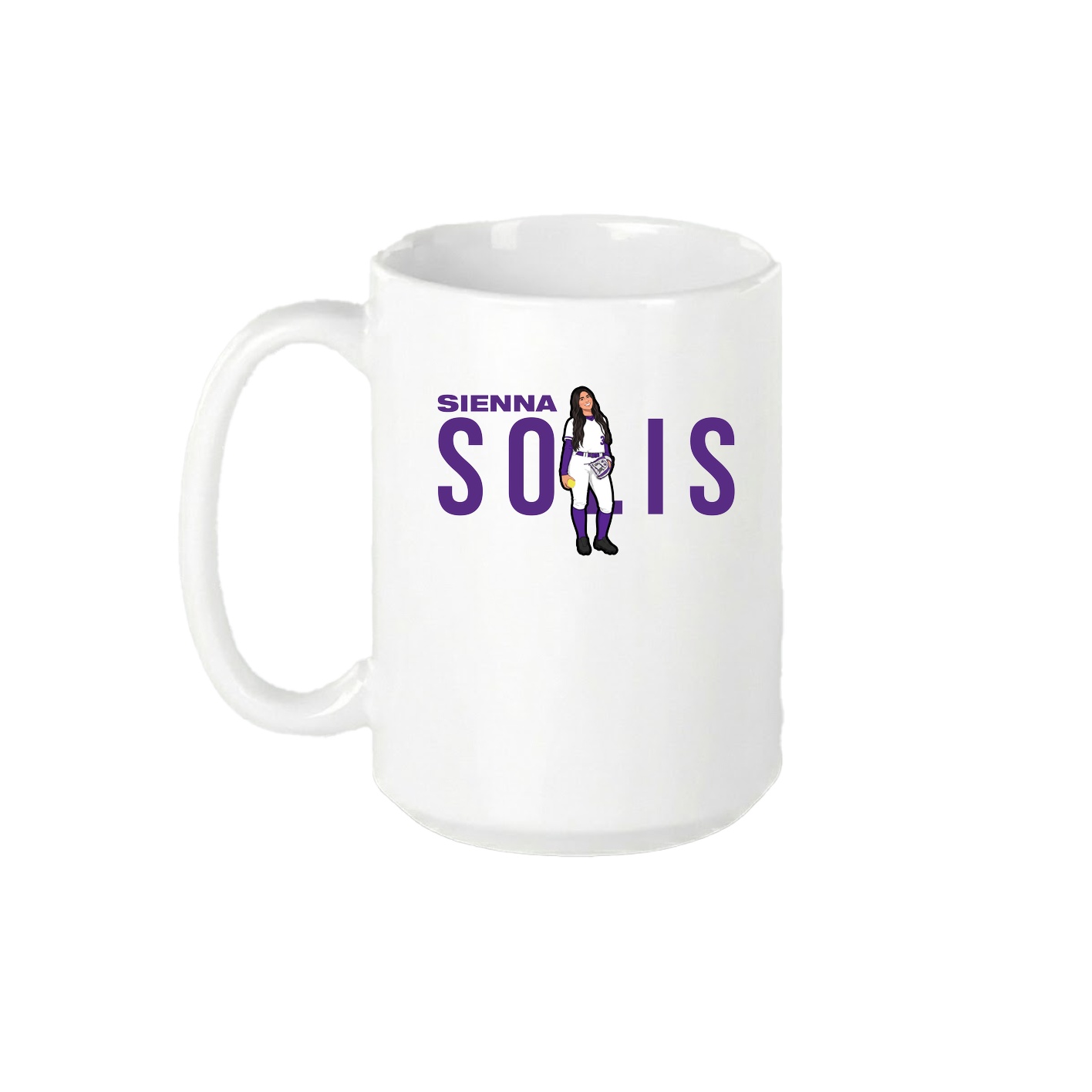 15oz Coffee Mug — Player Name in White