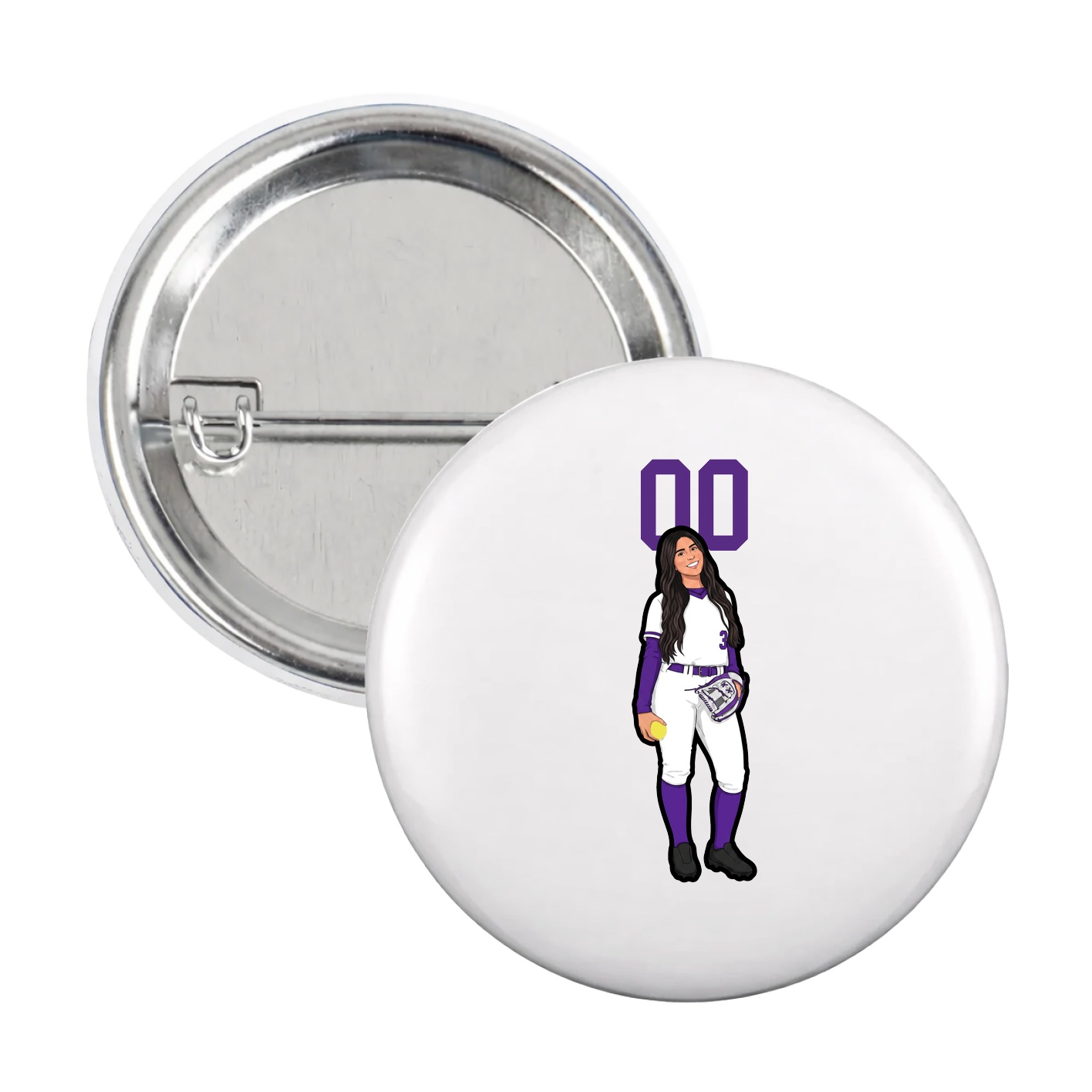 Game Day Button — Number Top in White