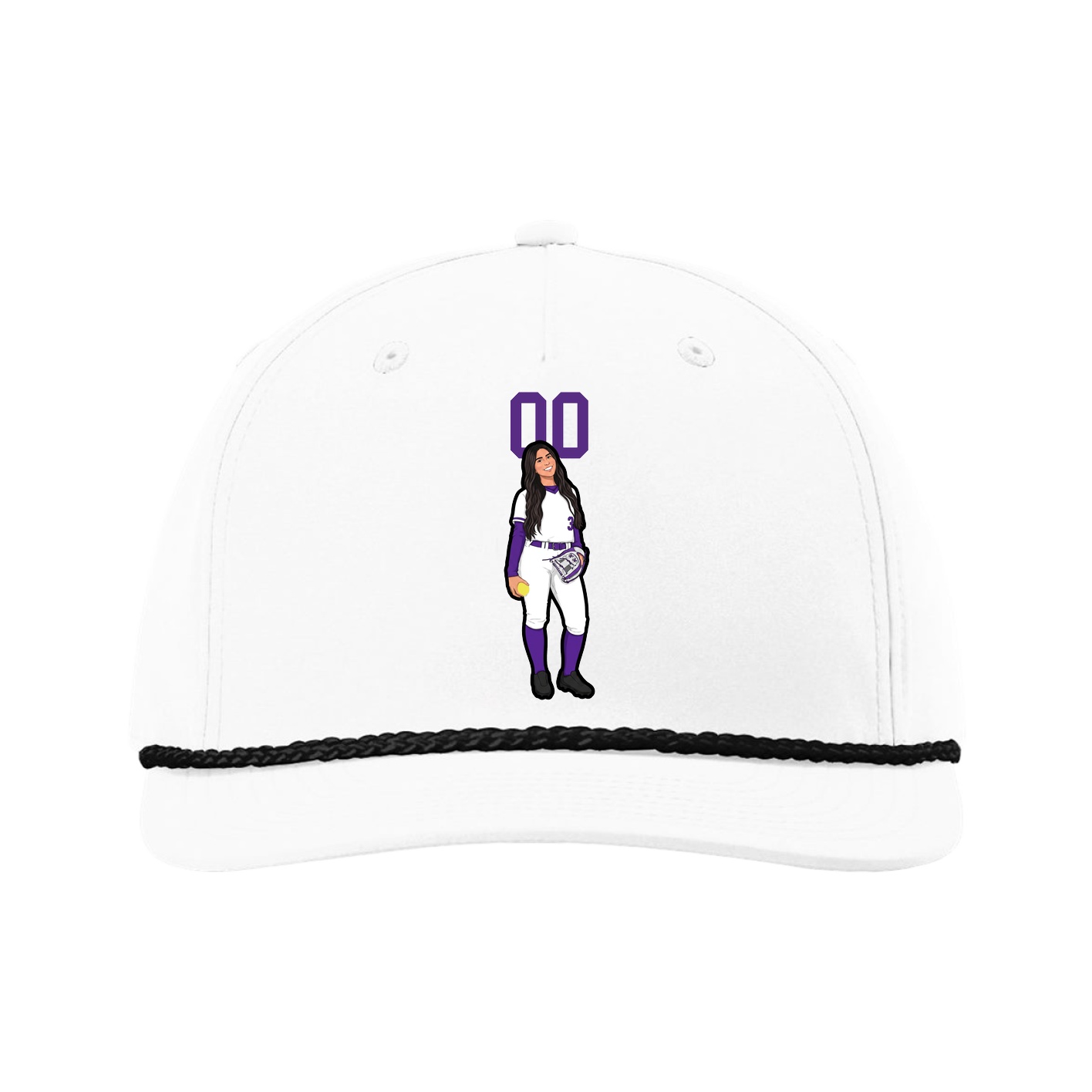 Five-Panel Classic Rope Cap — Number Top in White