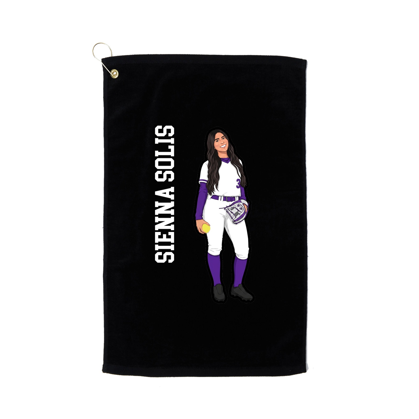 Golf Towel — Name Vertical in Black