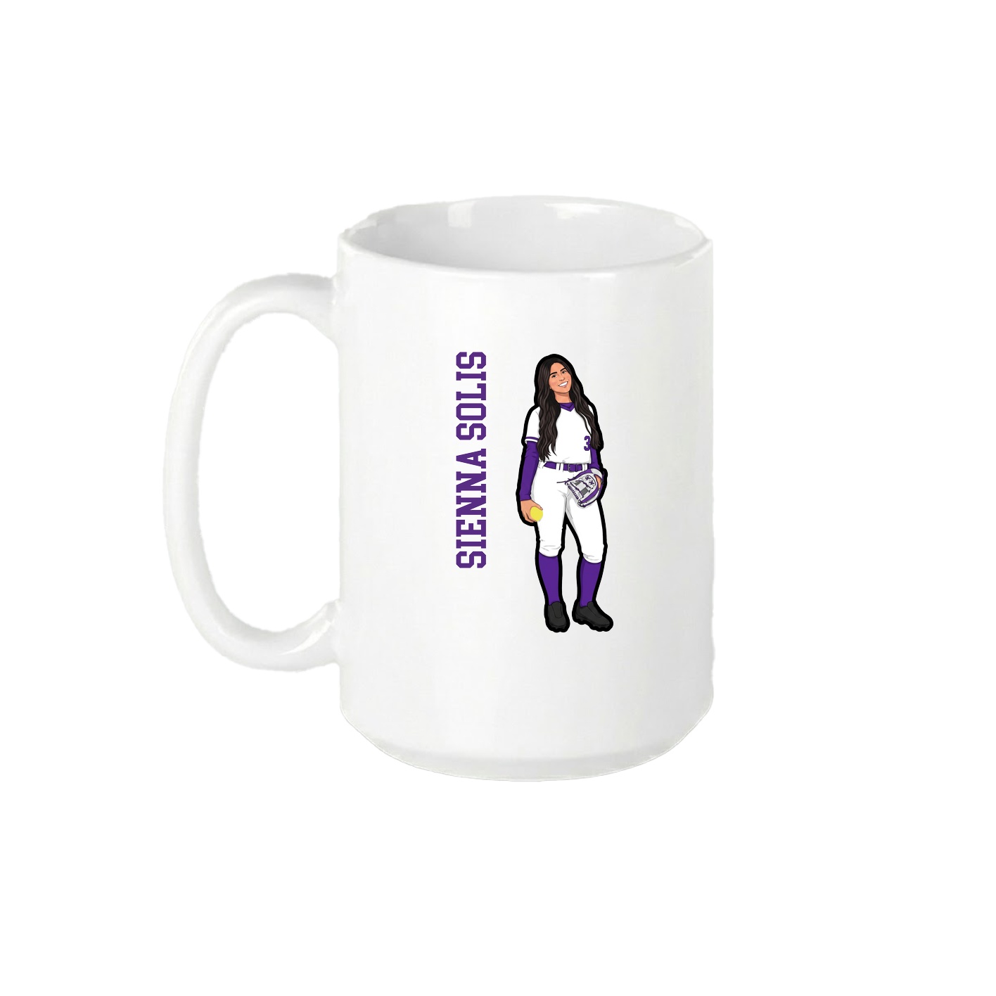 15oz Coffee Mug — Name Vertical in White