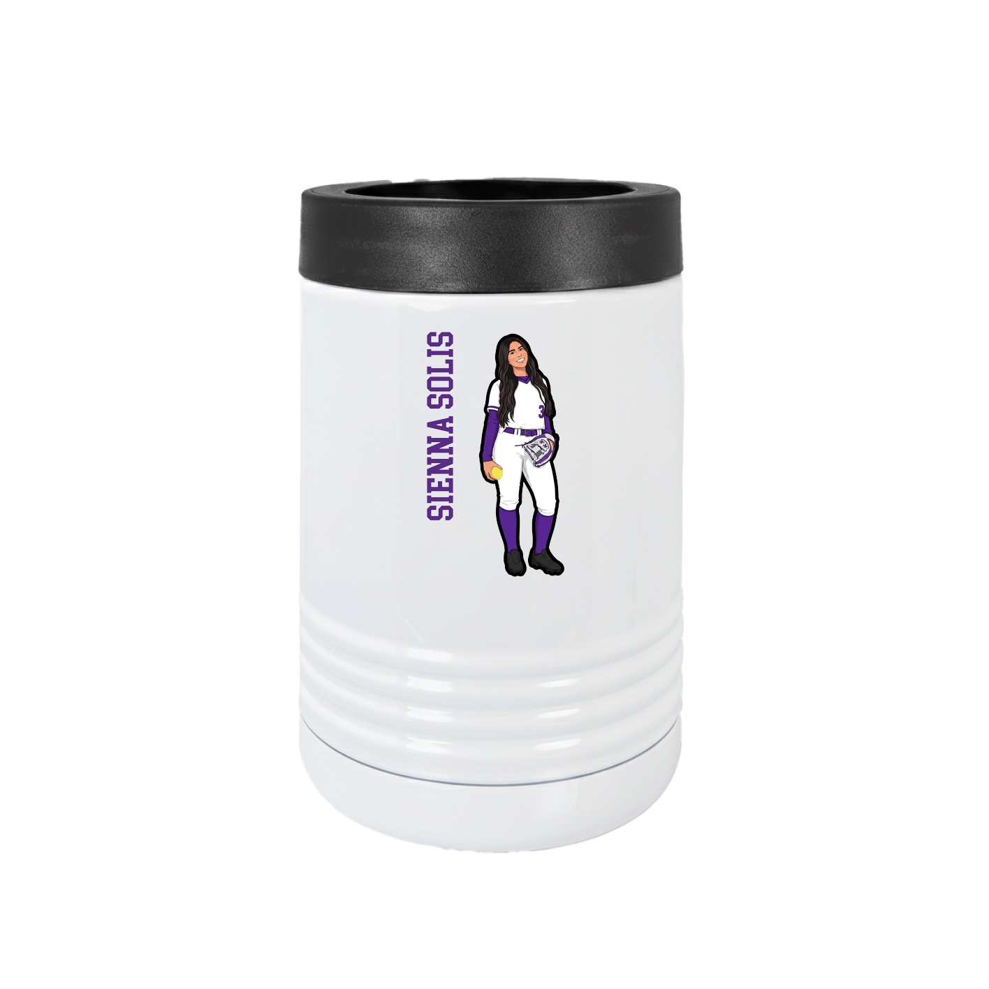 Beverage Holder — Name Vertical in White