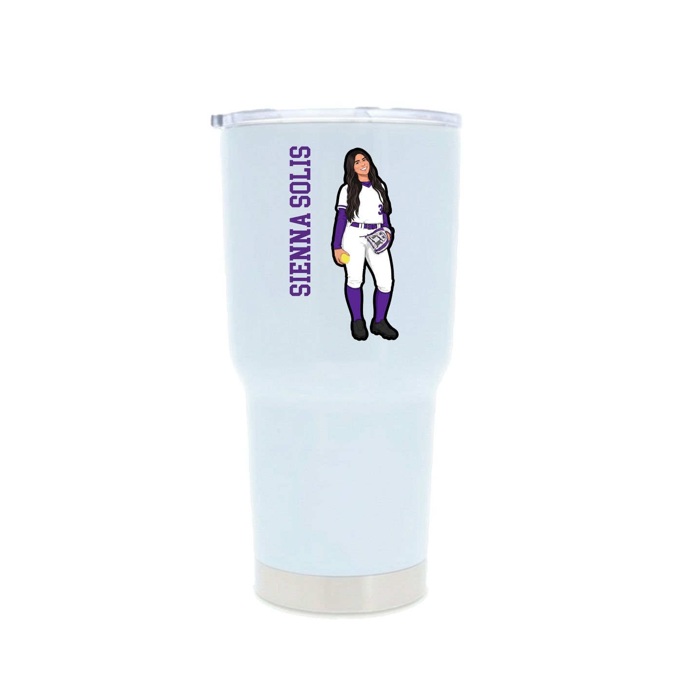 30oz Stainless Steel Tumbler — Name Vertical in White