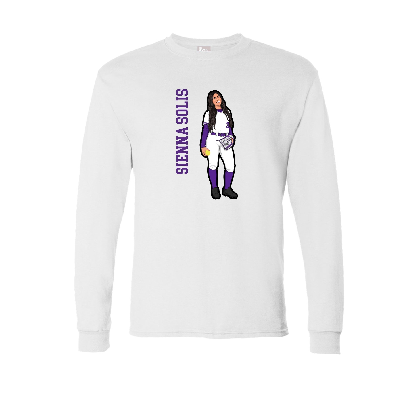 Long Sleeve Tee — Name Vertical in White