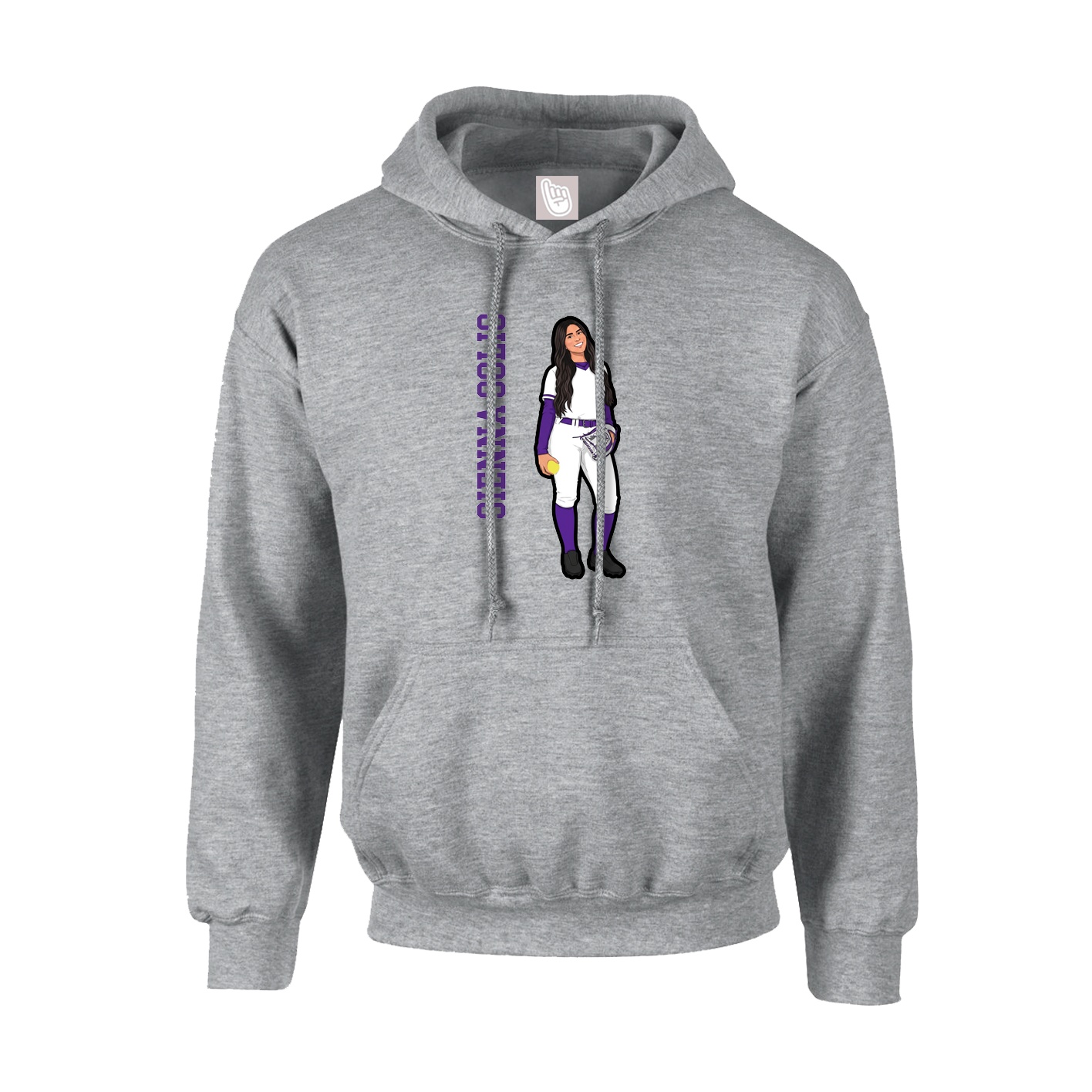 Hoodie — Name Vertical in Grey