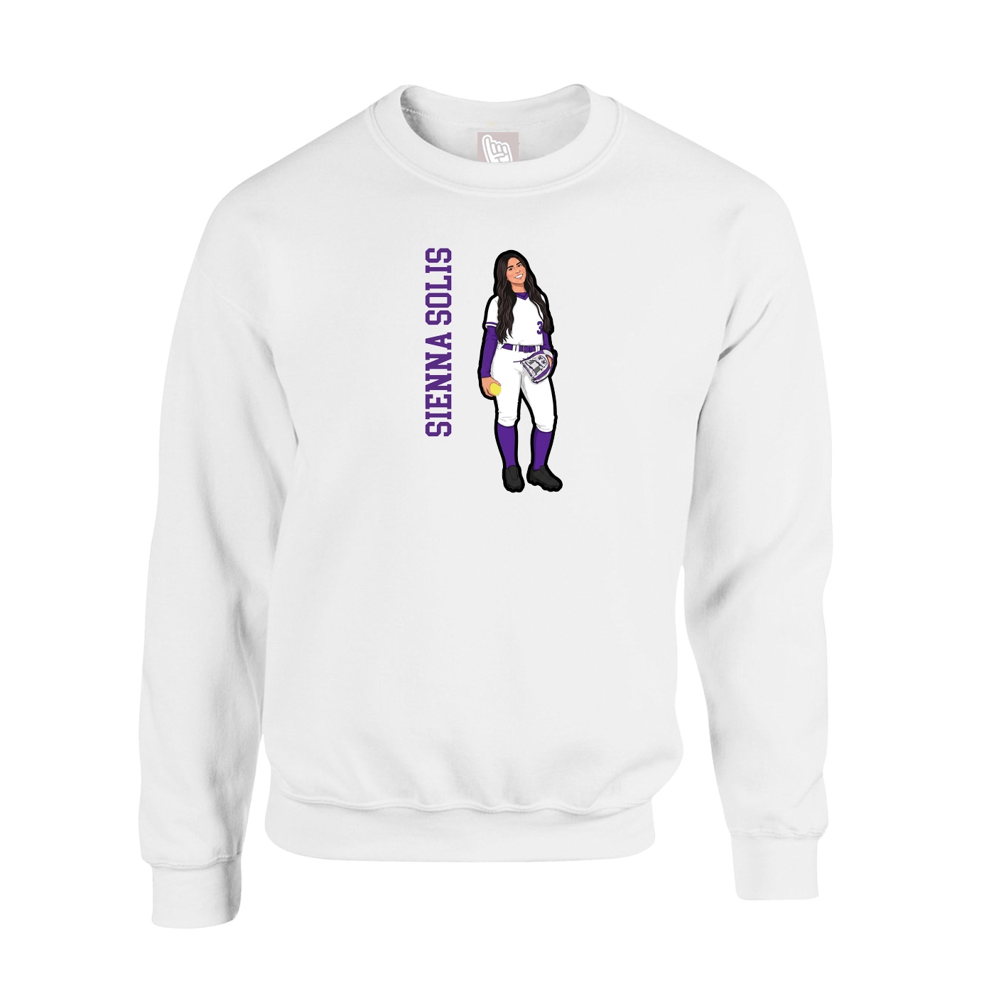 Fleece Crew — Name Vertical in White