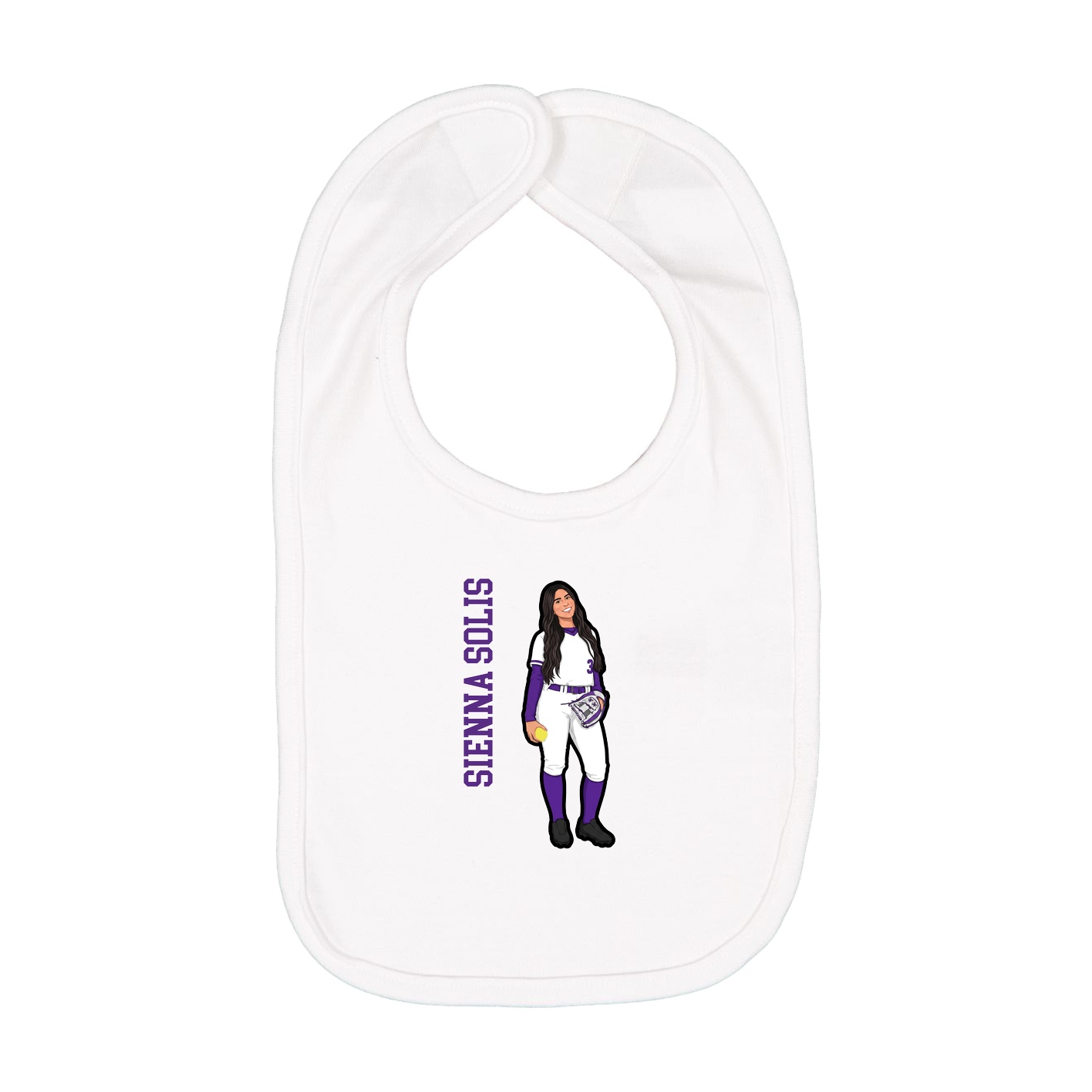 Infant Bib — Name Vertical in White