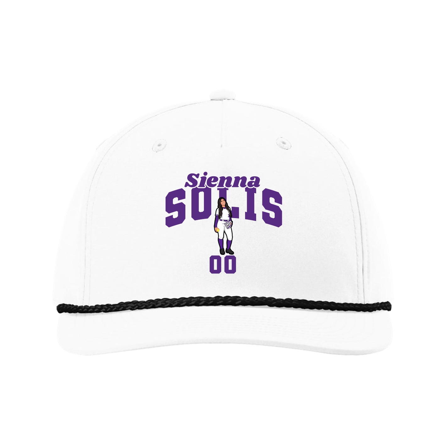 Five-Panel Classic Rope Cap — Signature Arch in White