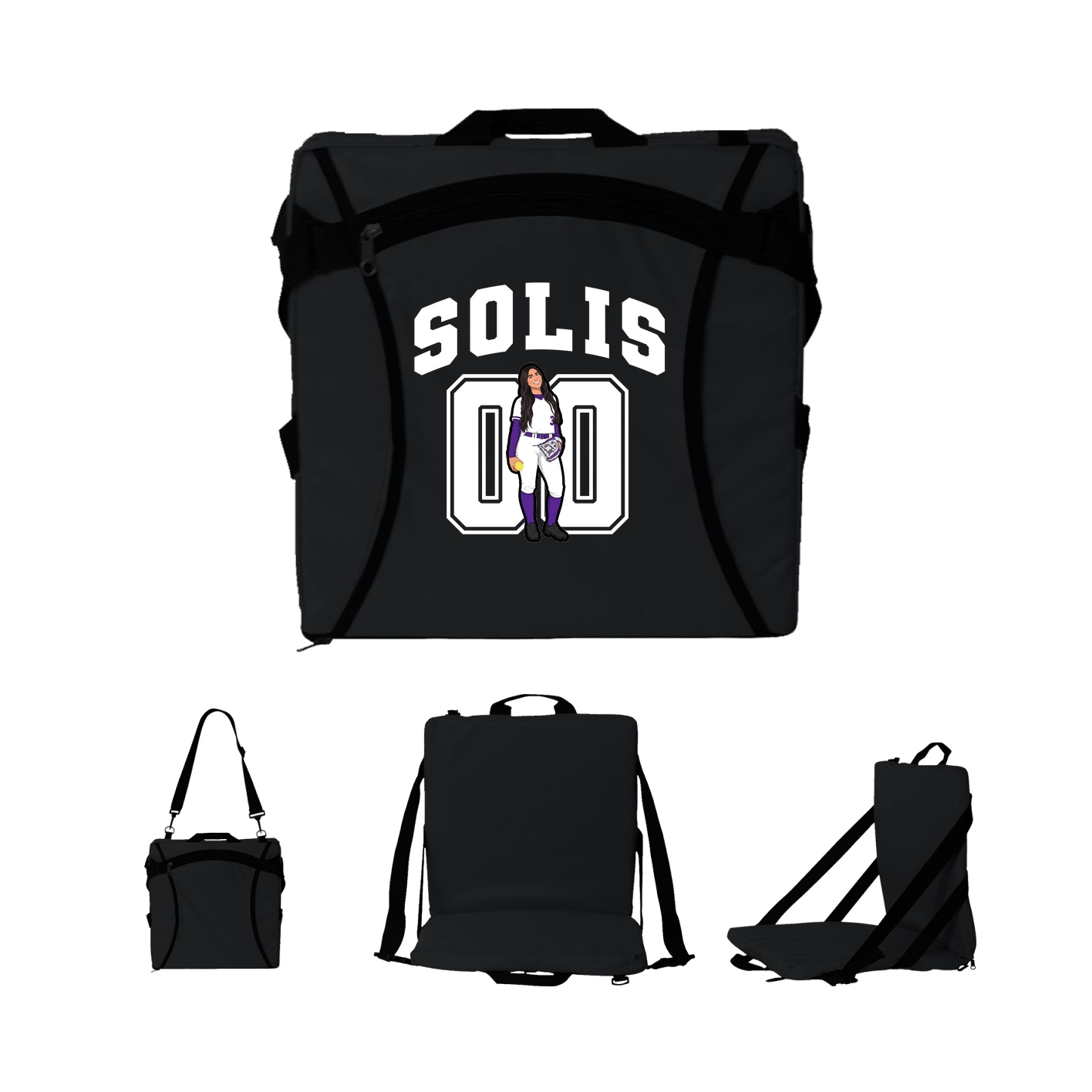 Folding Stadium Seat — Number in Black