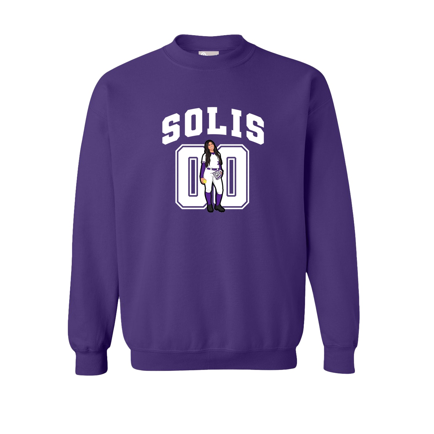 Fleece Crew — Number in Purple
