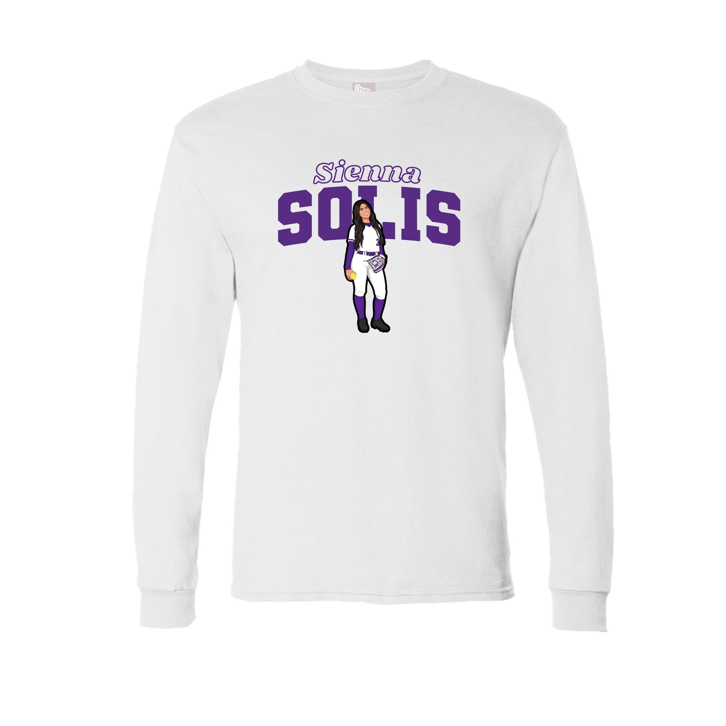 Long Sleeve Tee — Name Arch in White