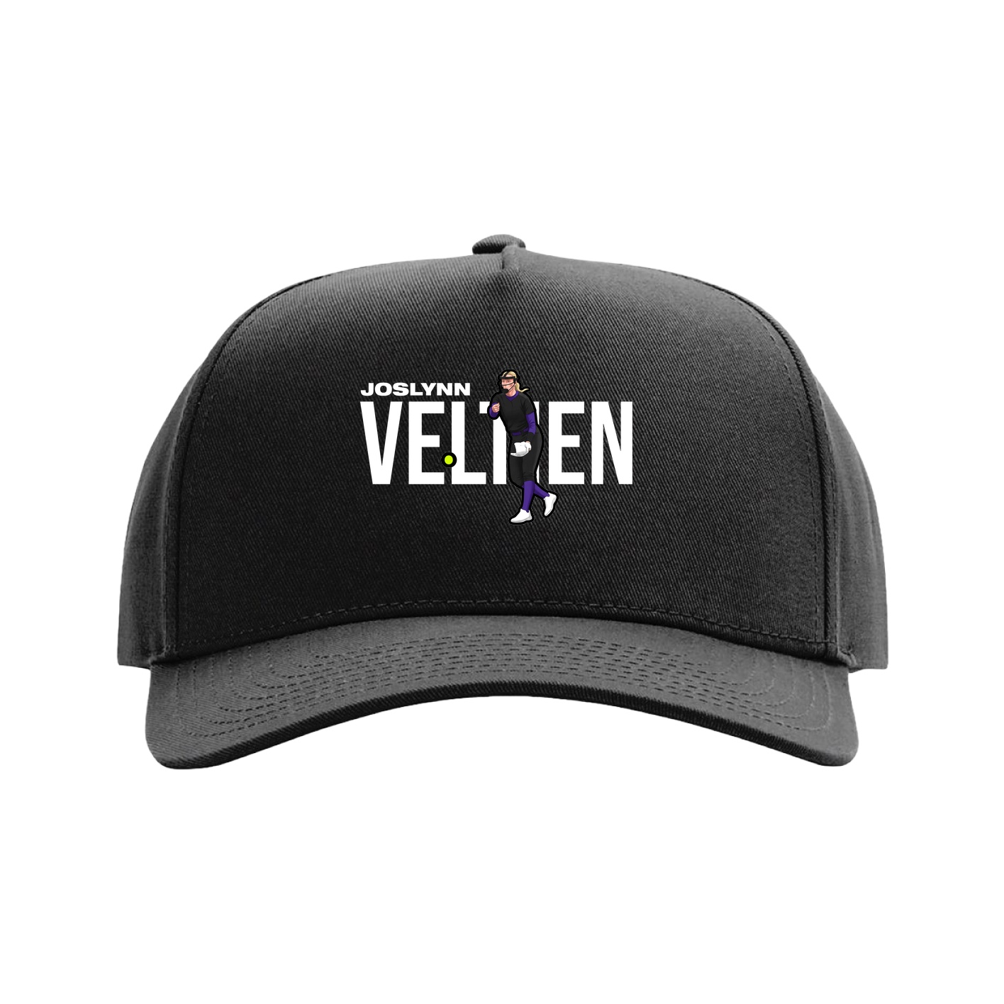 Full Fabric Five-Panel Champ Cap — Player Name in Black