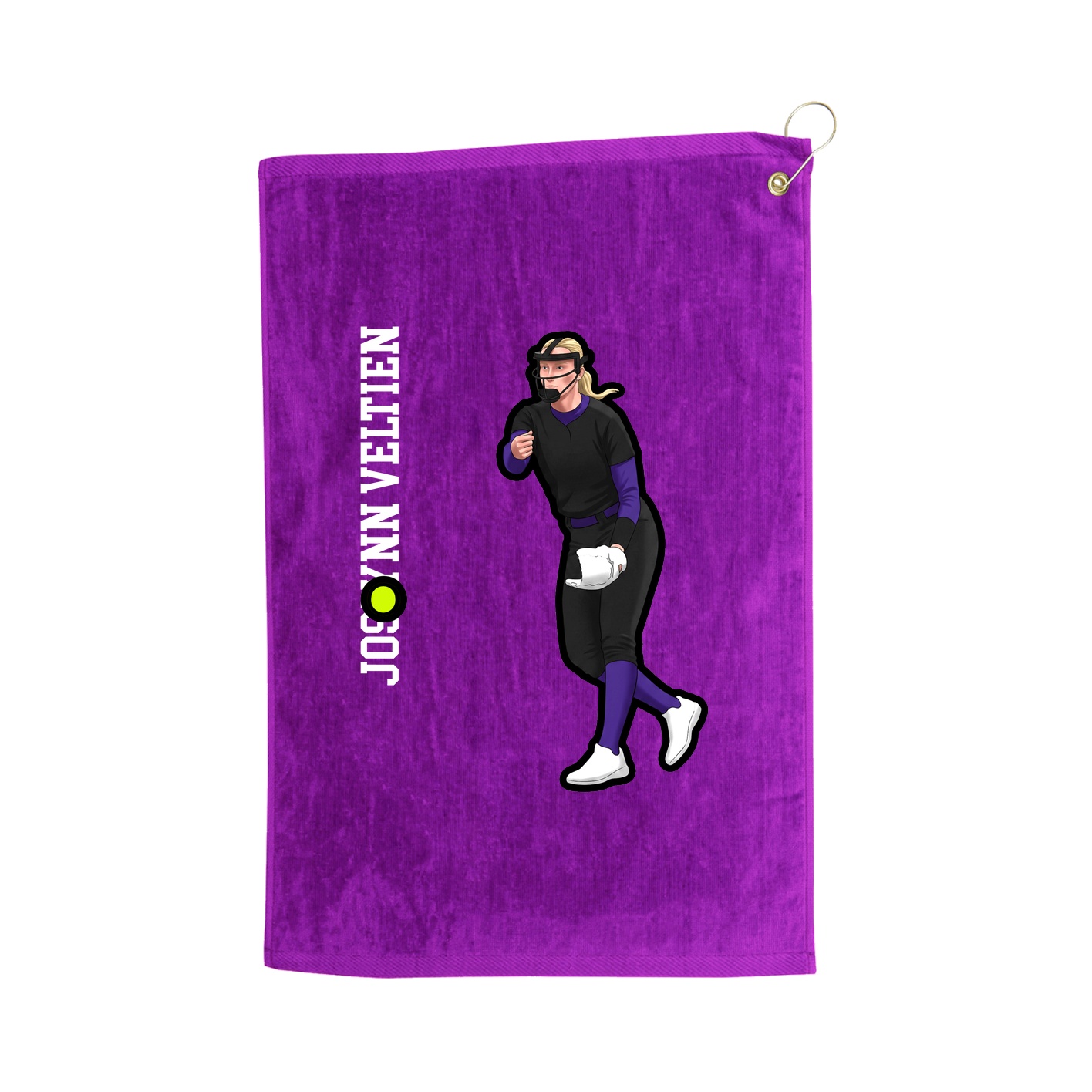Golf Towel — Name Vertical in Purple