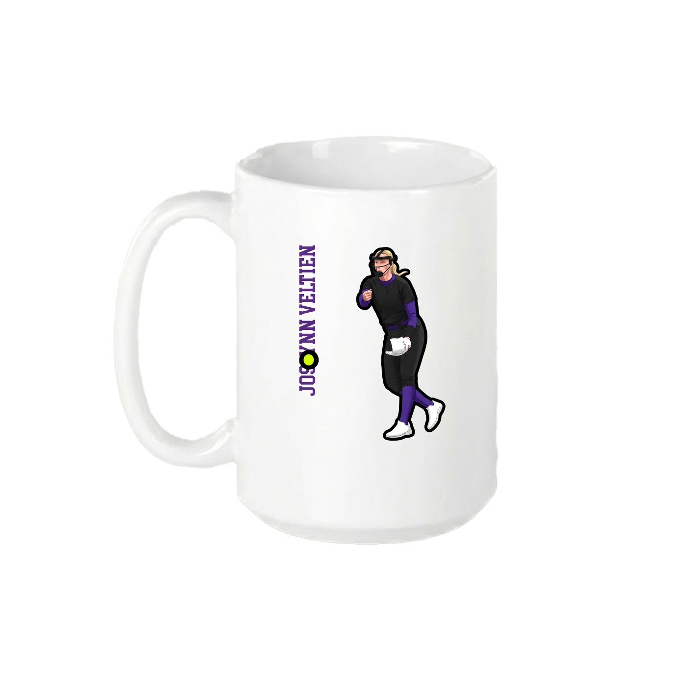 15oz Coffee Mug — Name Vertical in White