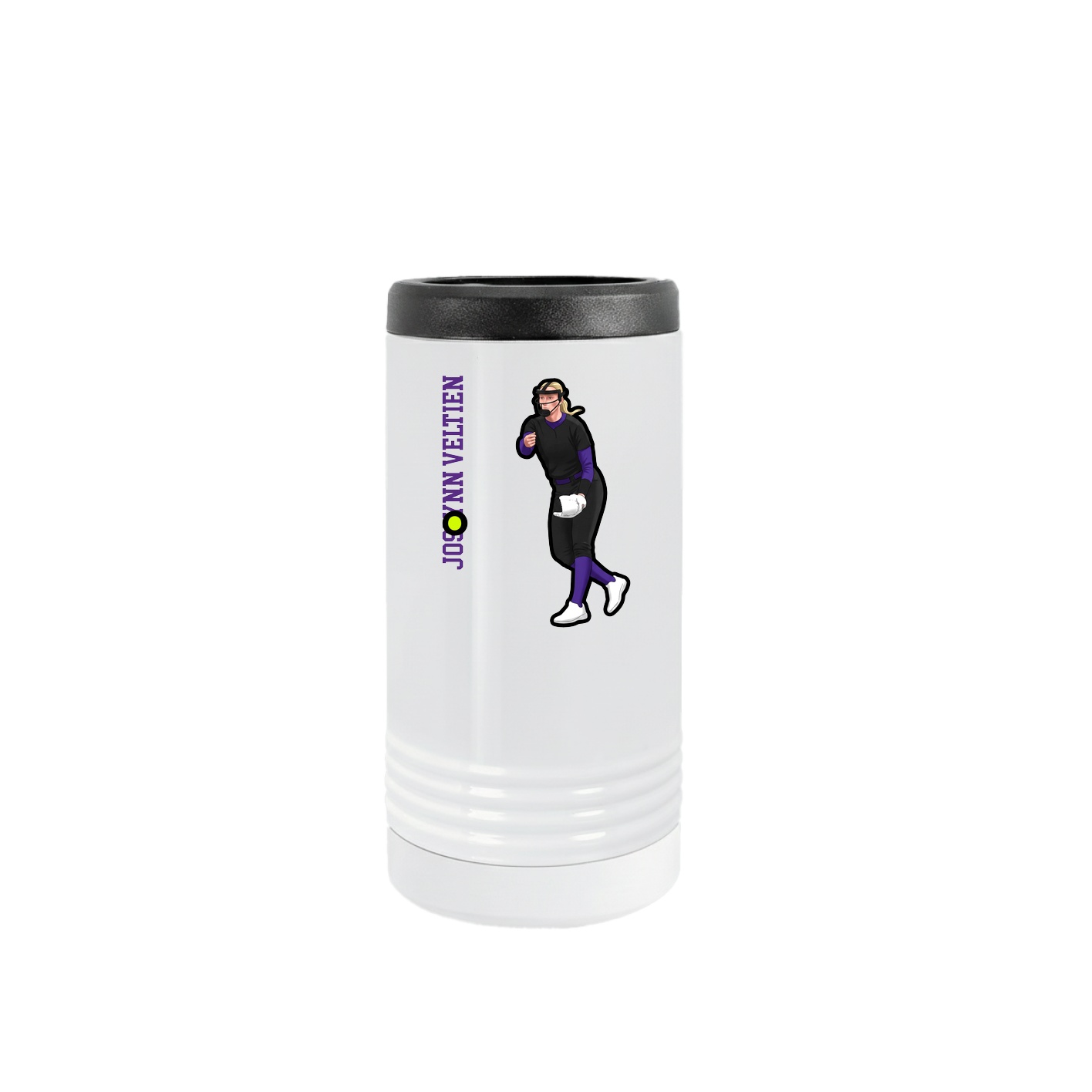 Slim Beverage Holder — Name Vertical in White