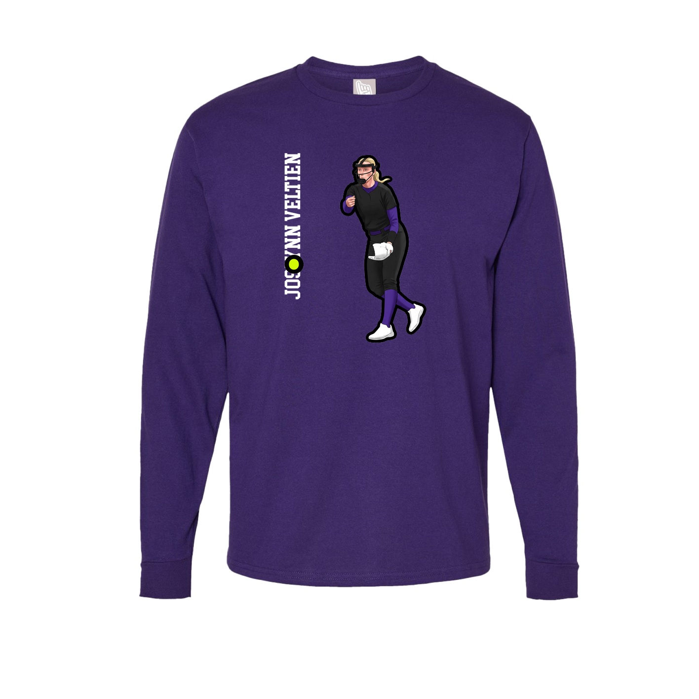 Long Sleeve Tee — Name Vertical in Purple