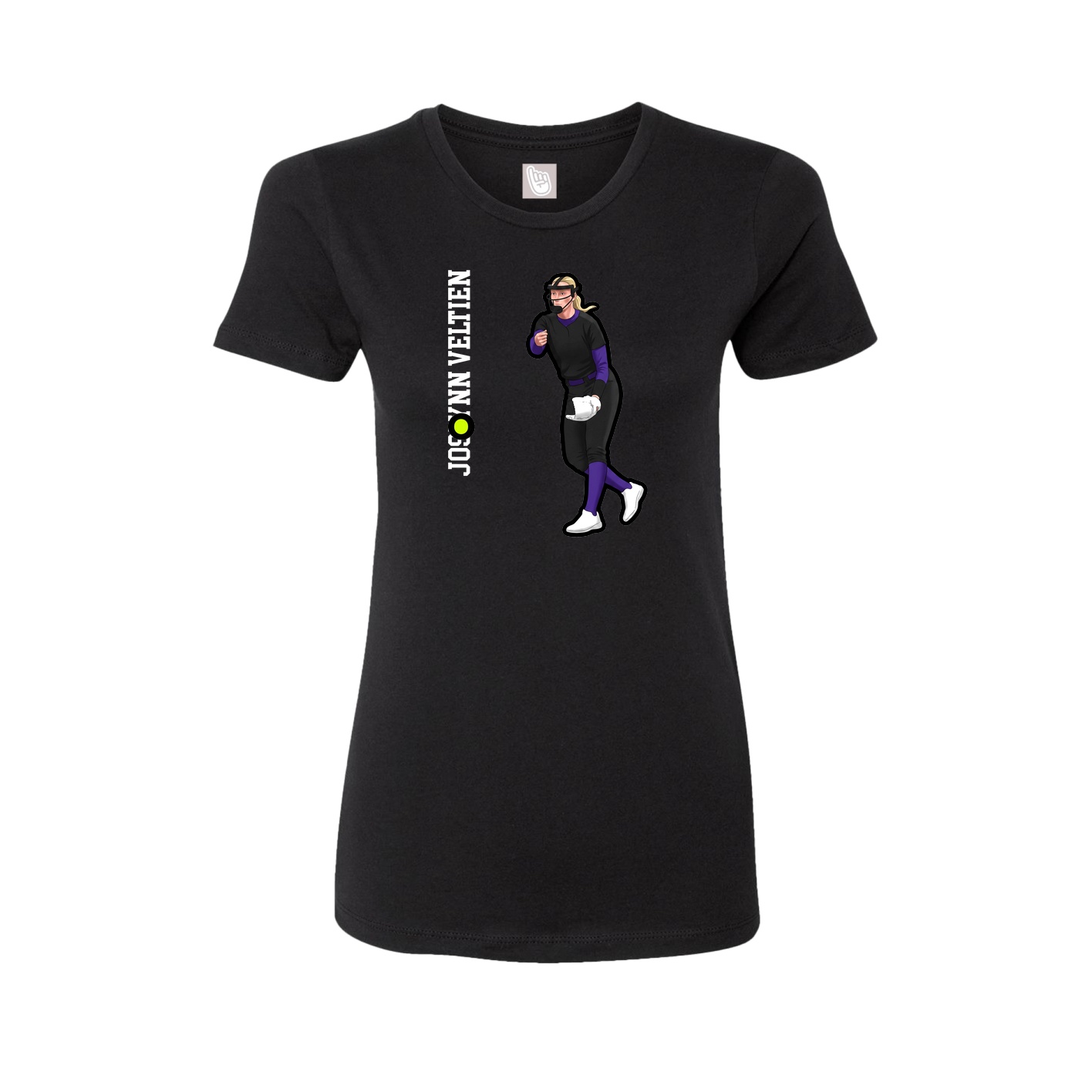 Fitted Women's Tee — Name Vertical in Black