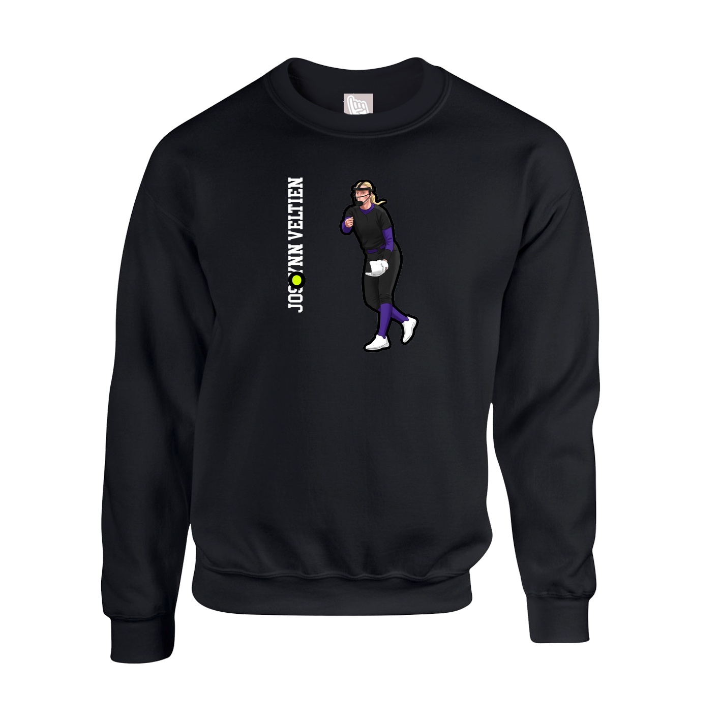 Fleece Crew — Name Vertical in Black