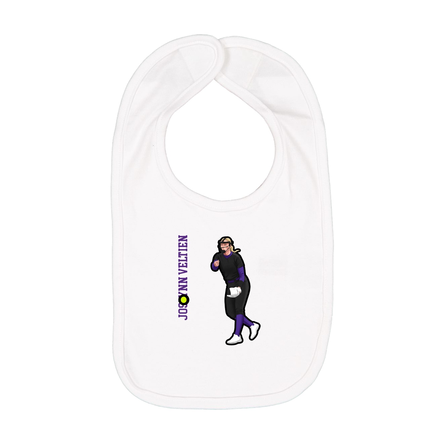 Infant Bib — Name Vertical in White