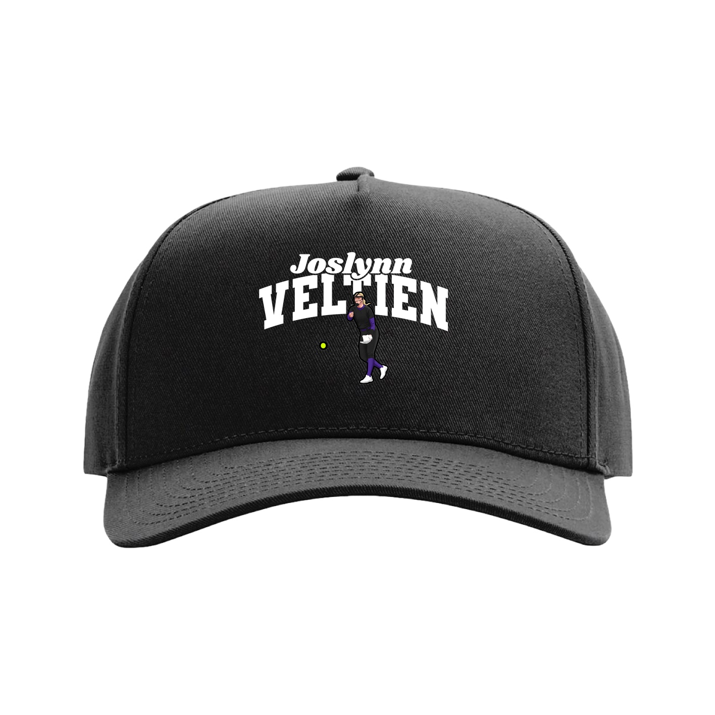 Full Fabric Five-Panel Champ Cap — Signature Arch in Black