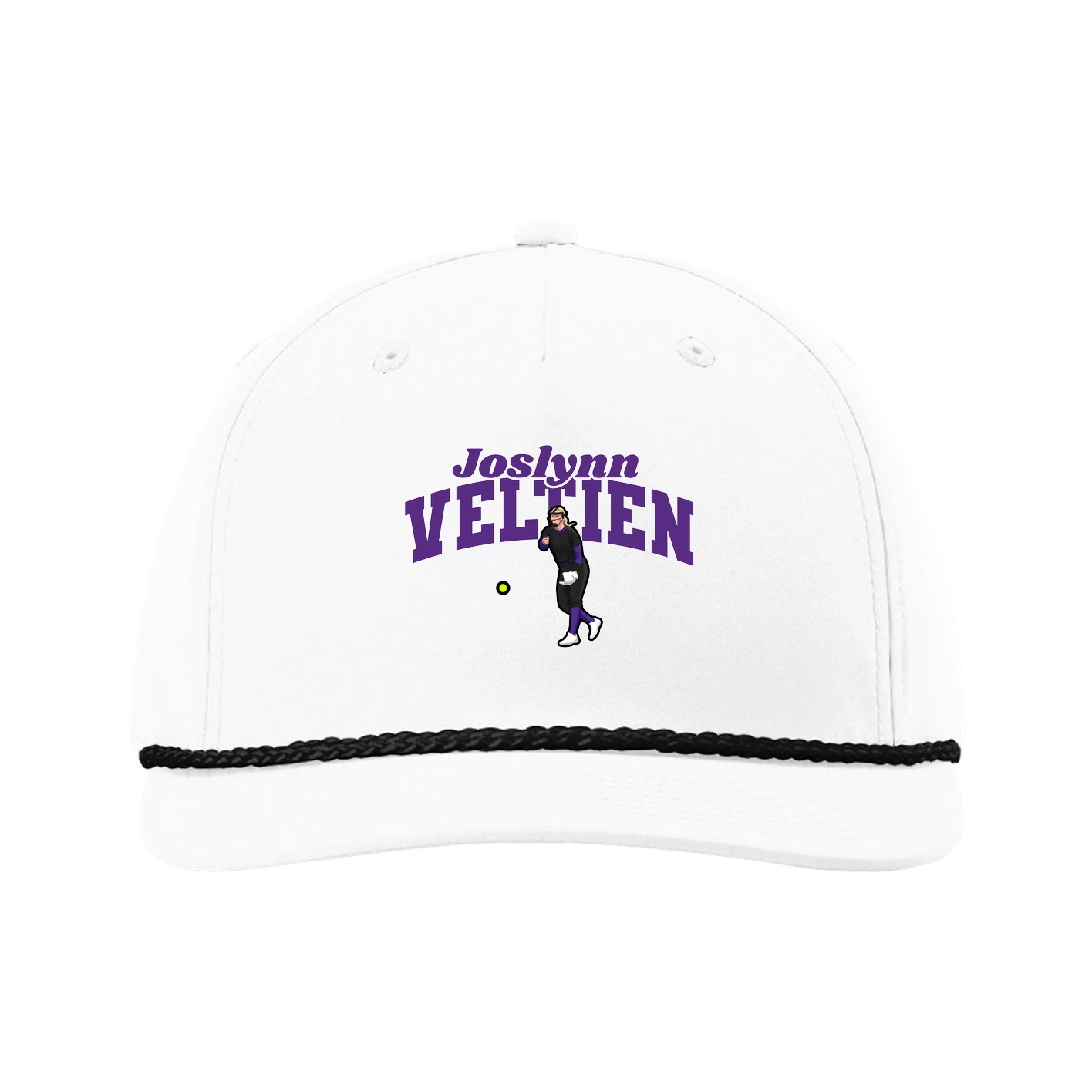 Five-Panel Classic Rope Cap — Signature Arch in White