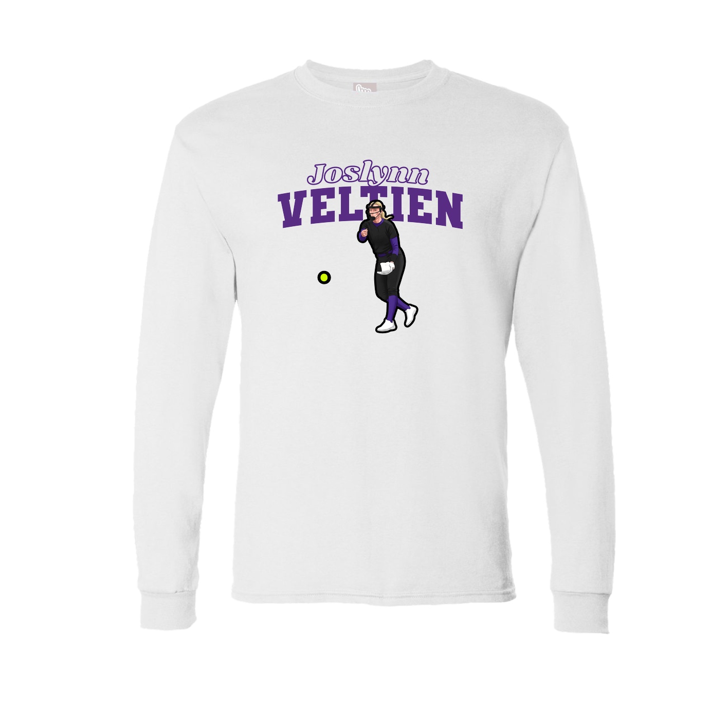 Long Sleeve Tee — Name Arch in White