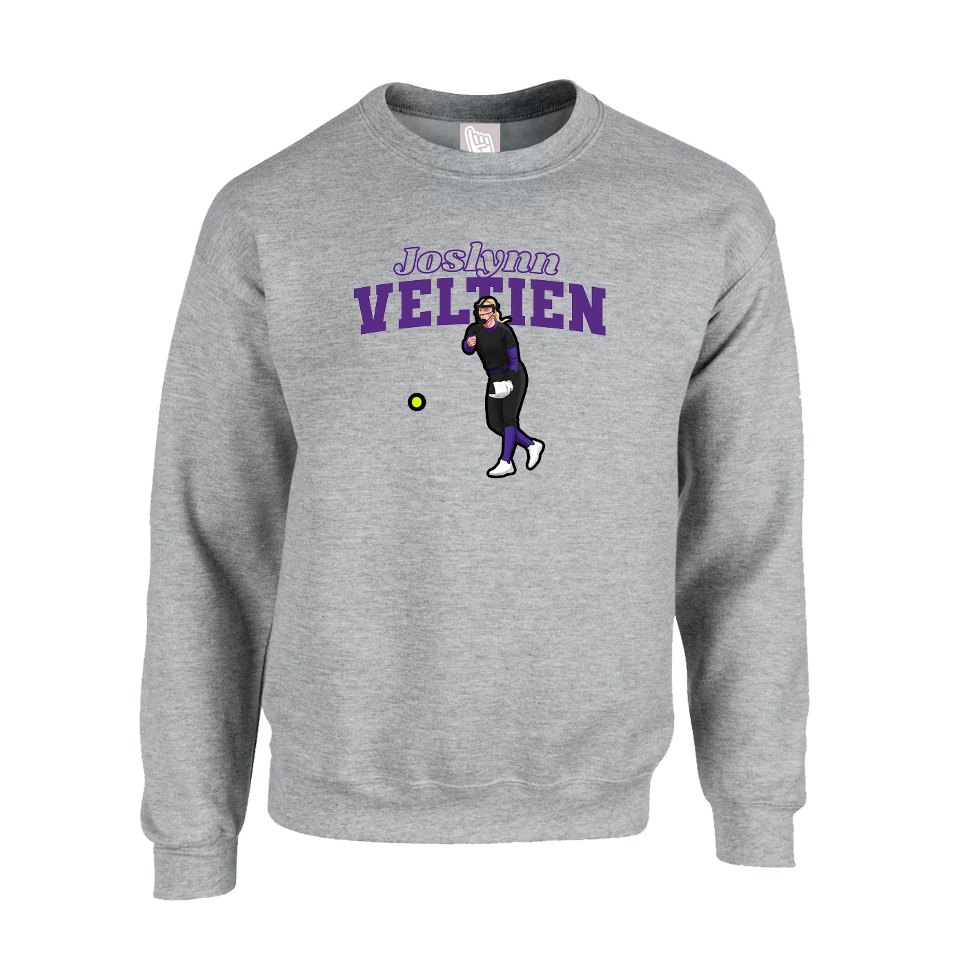 Fleece Crew — Name Arch in Grey