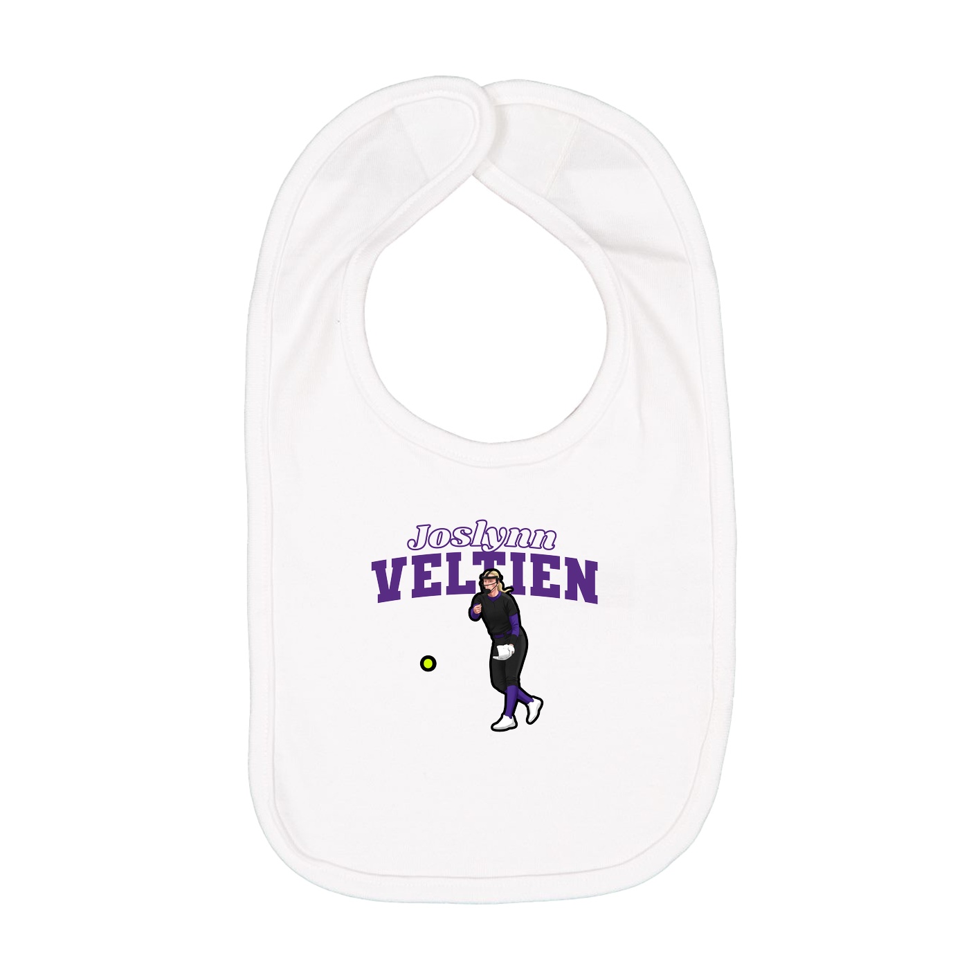 Infant Bib — Name Arch in White