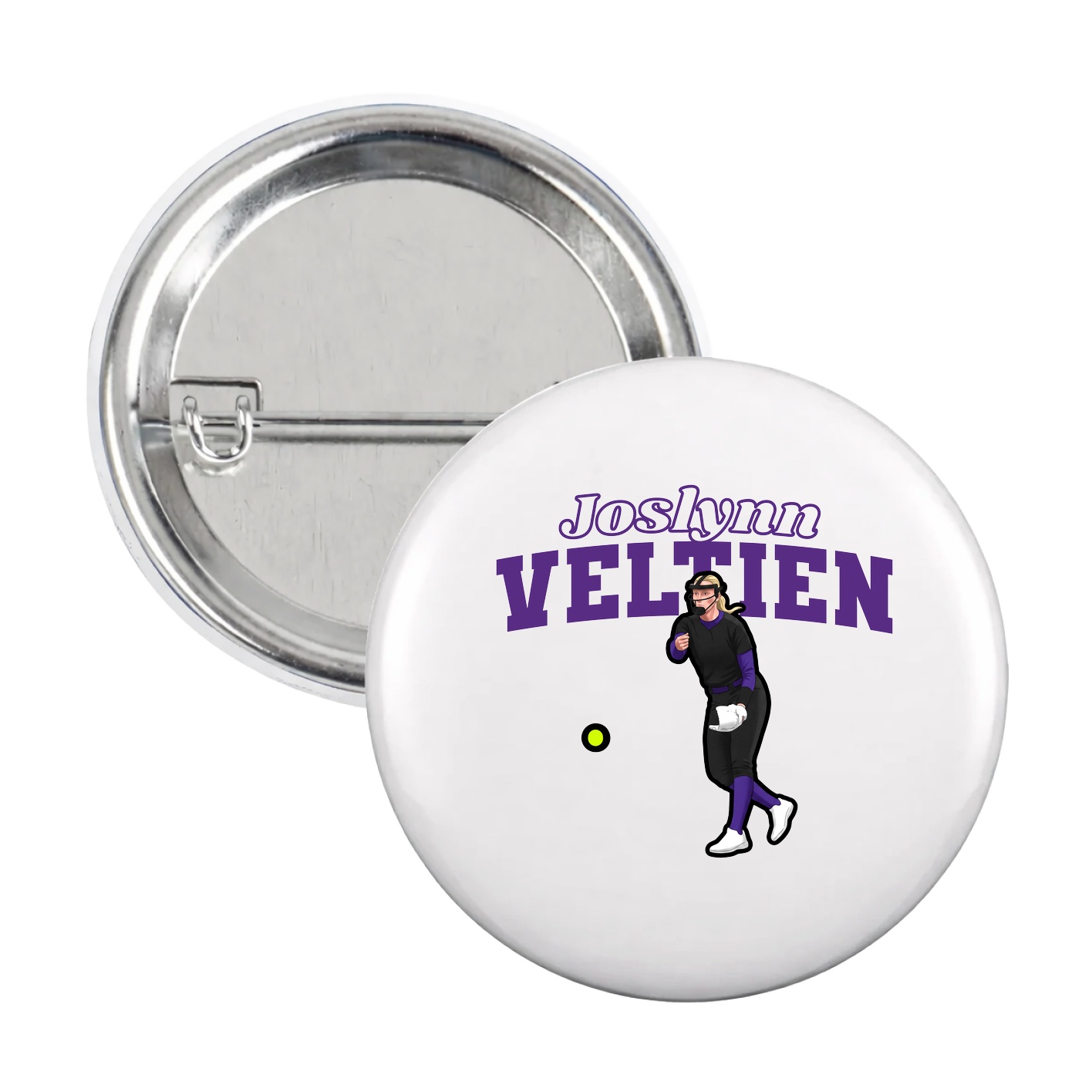Game Day Button — Name Arch in White