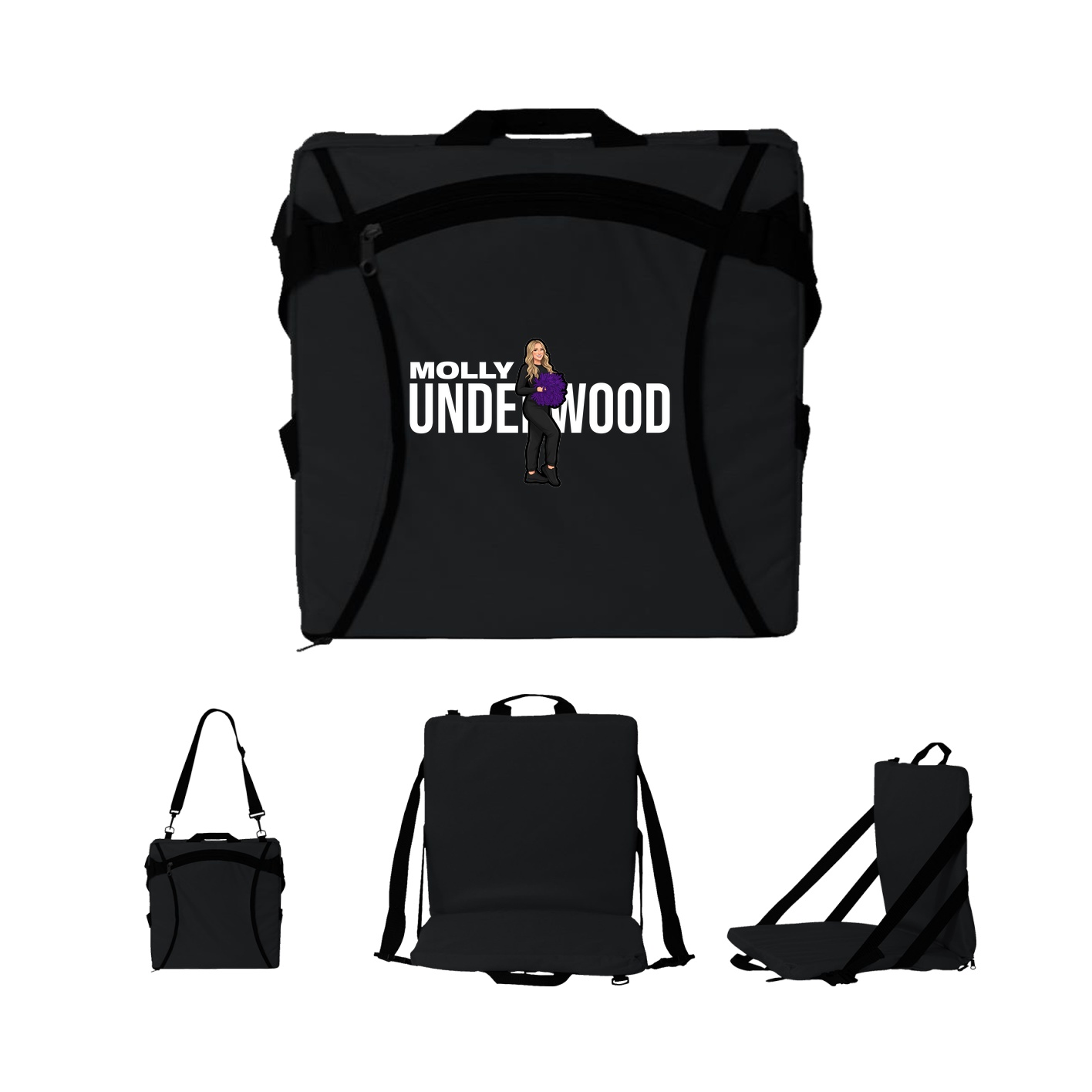Folding Stadium Seat — Player Name in Black