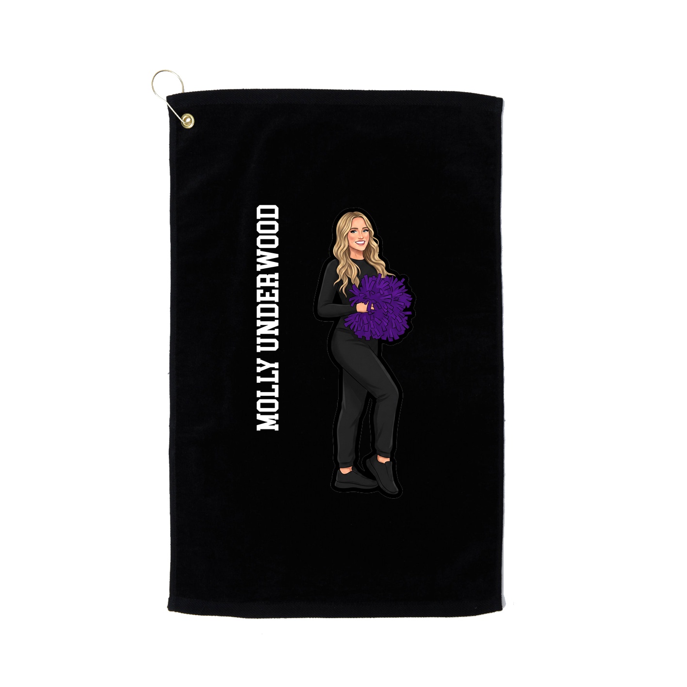 Golf Towel — Name Vertical in Black