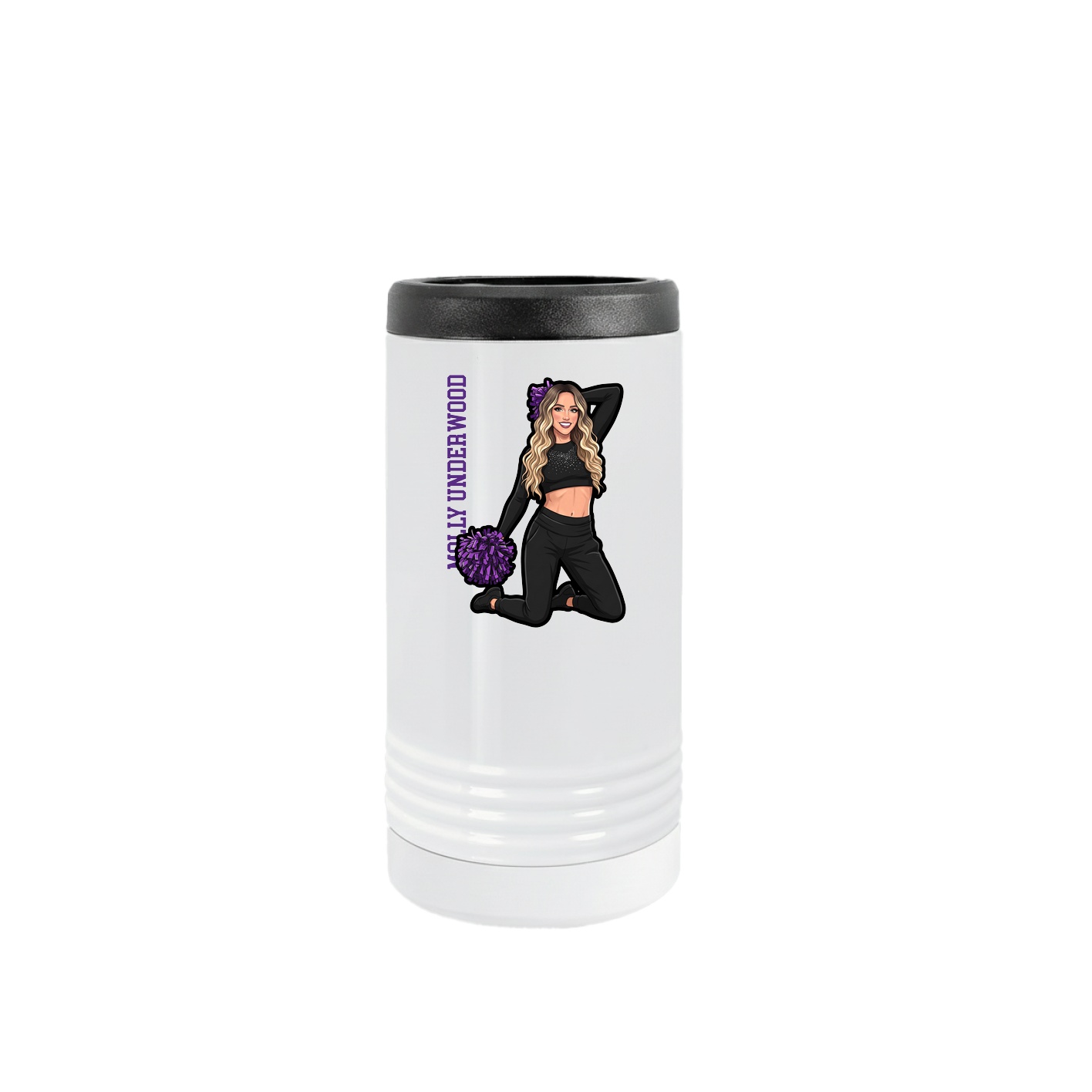 Slim Beverage Holder — Name Vertical in White