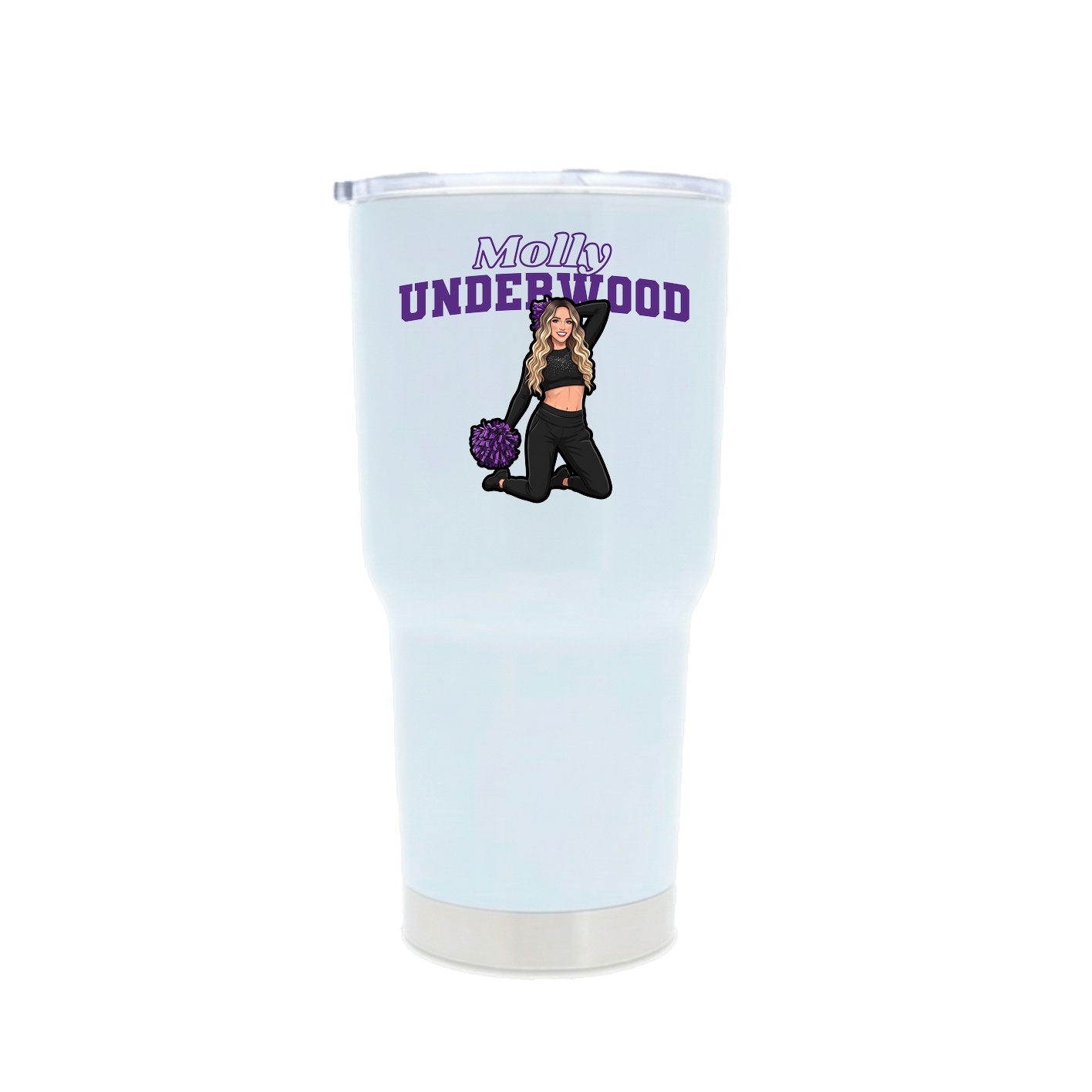 30oz Stainless Steel Tumbler — Name Arch in White