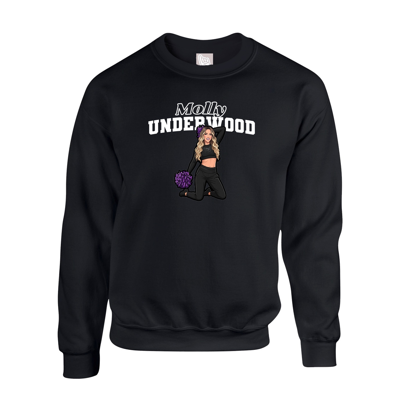 Fleece Crew — Name Arch in Black