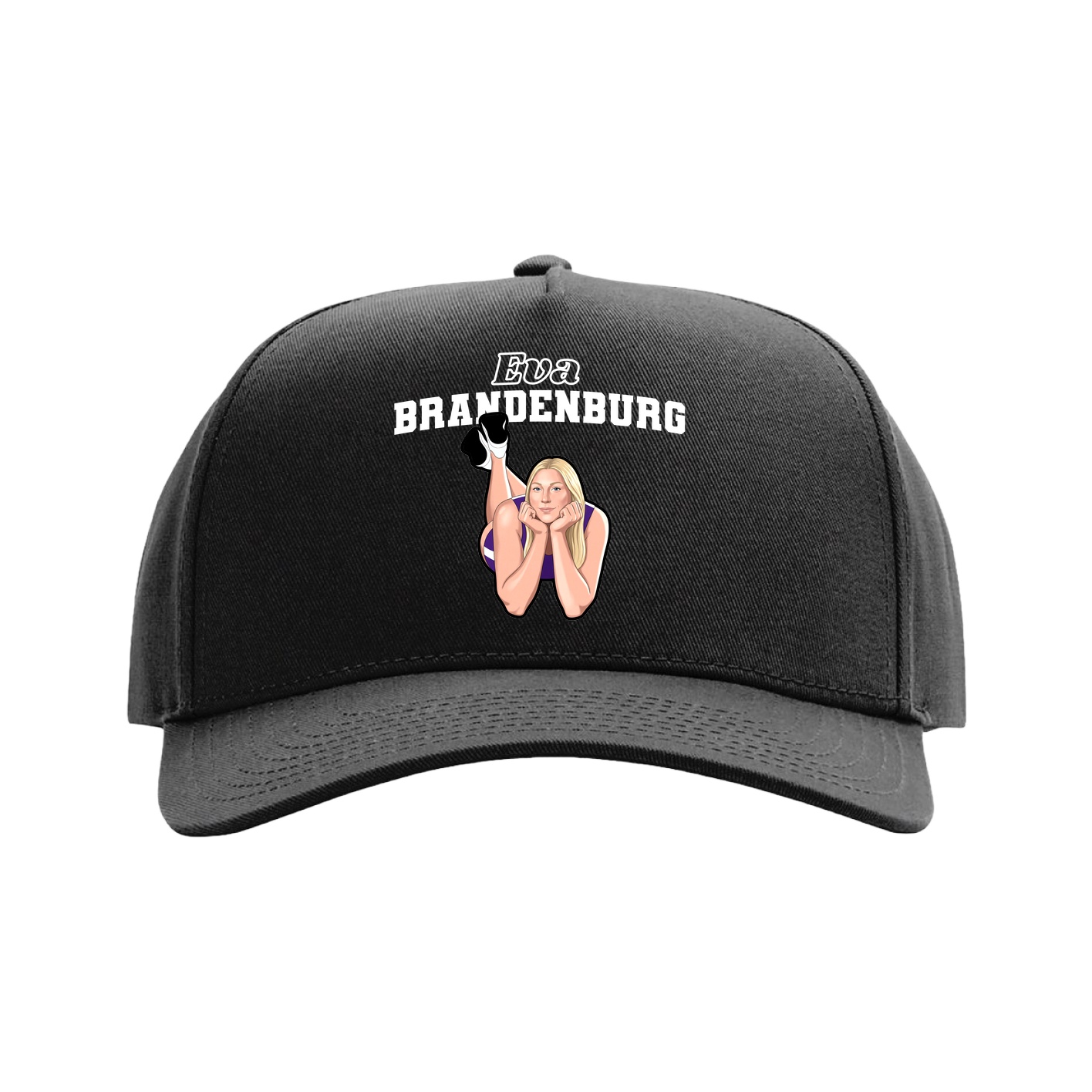 Full Fabric Five-Panel Champ Cap — Name Arch in Black