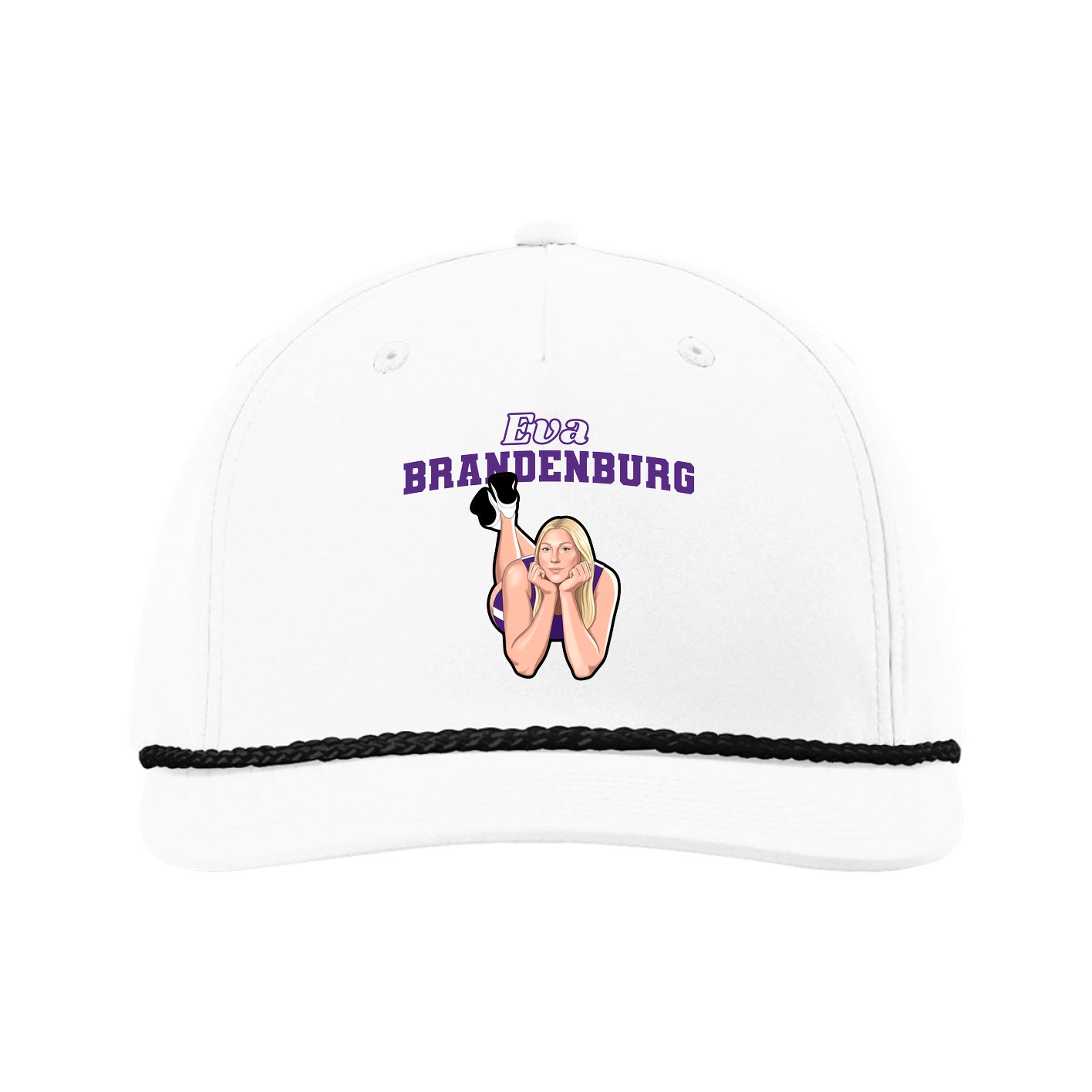 Five-Panel Classic Rope Cap — Name Arch in White