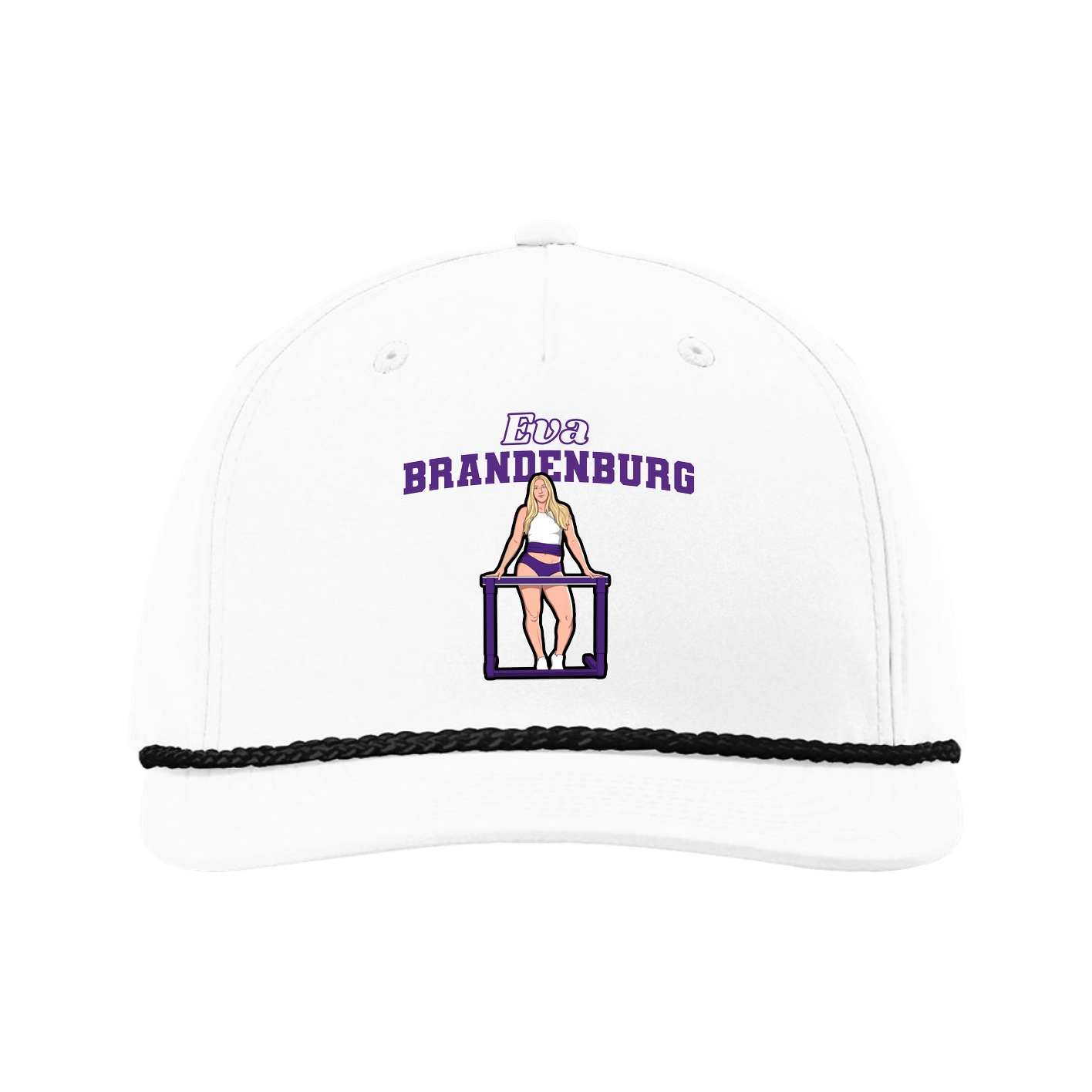 Five-Panel Classic Rope Cap — Name Arch in White