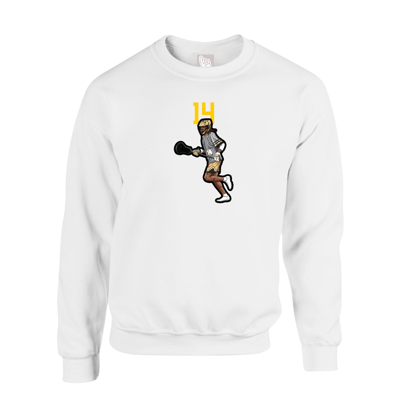 Fleece Crew — Number Top in White
