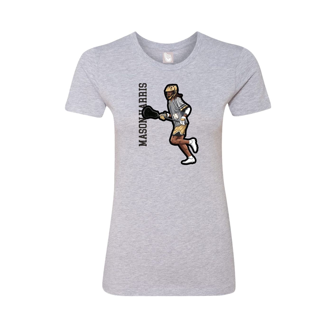 Fitted Women's Tee — Name Vertical in Grey