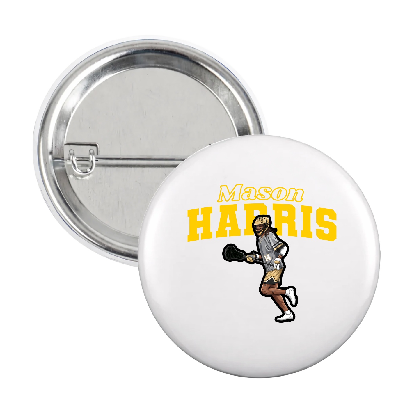 Game Day Button — Name Arch in White