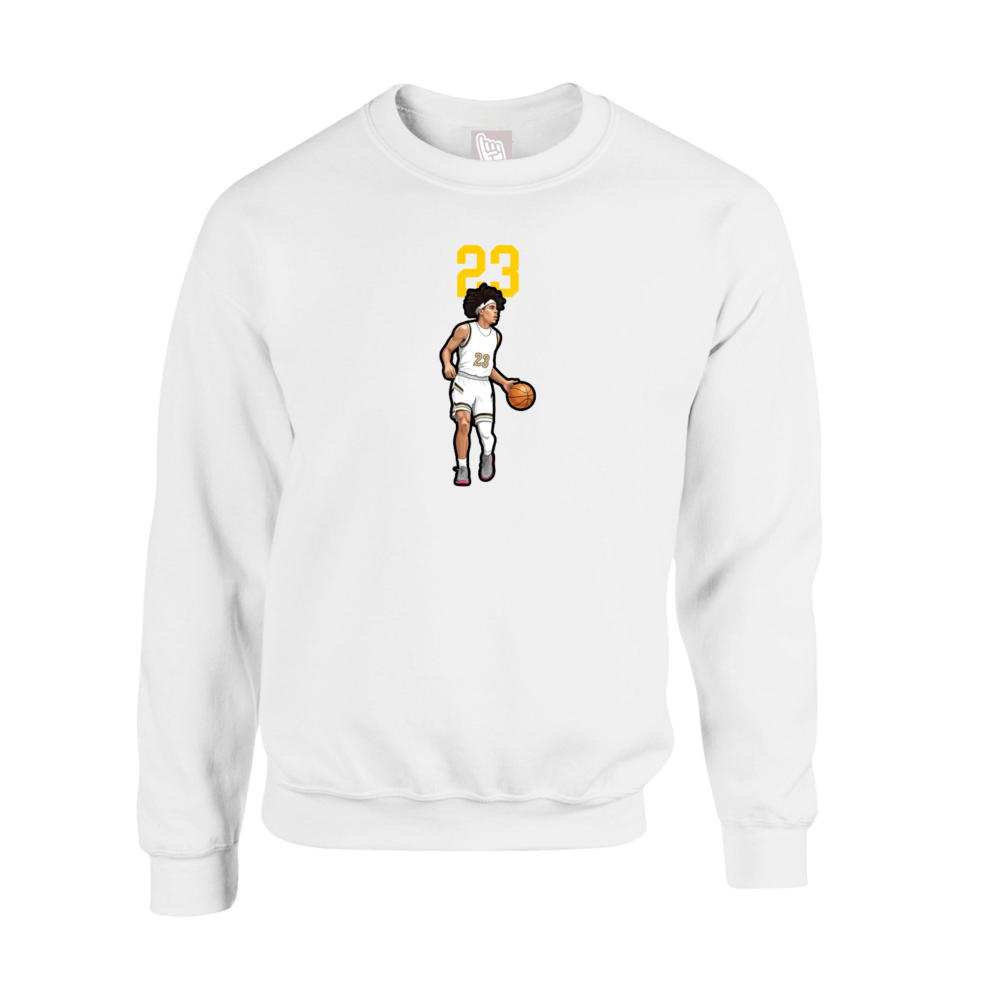 Fleece Crew — Number Top in White