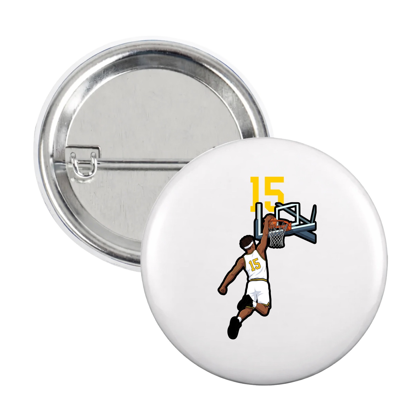 Game Day Button — Number Top in White