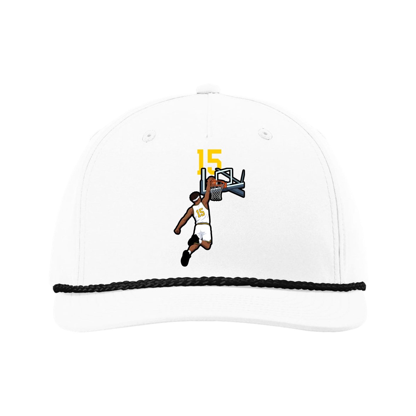 Five-Panel Classic Rope Cap — Number Top in White