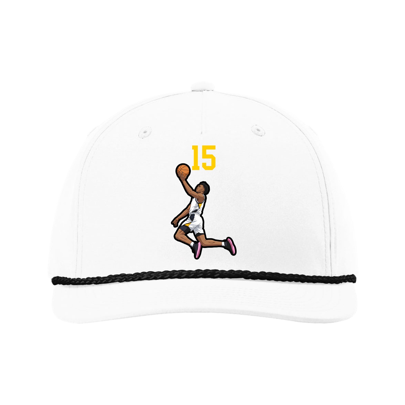 Five-Panel Classic Rope Cap — Number Top in White