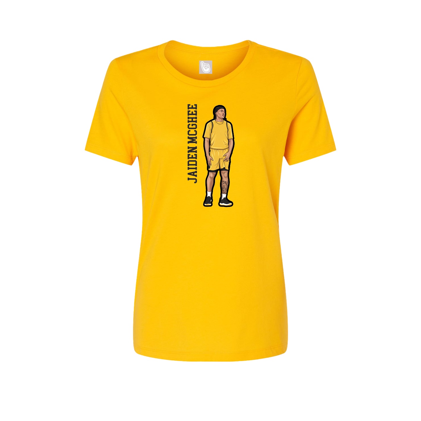 Fitted Women's Tee — Name Vertical in Gold