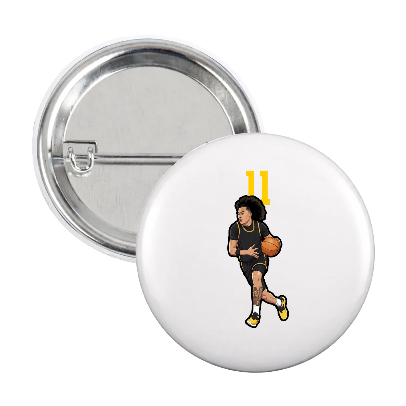 Game Day Button — Number Top in White