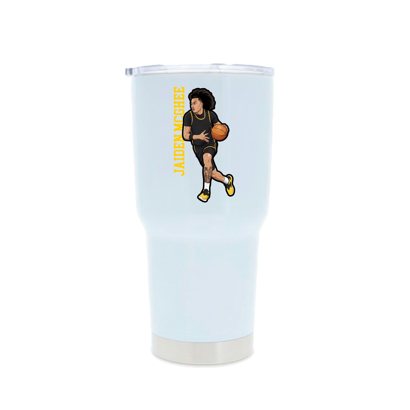 30oz Stainless Steel Tumbler — Name Vertical in White