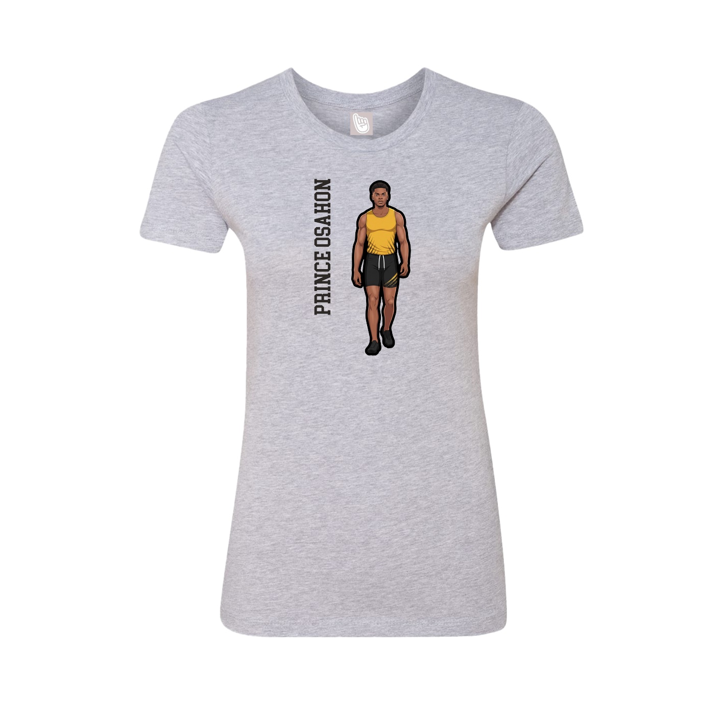 Fitted Women's Tee — Name Vertical in Grey